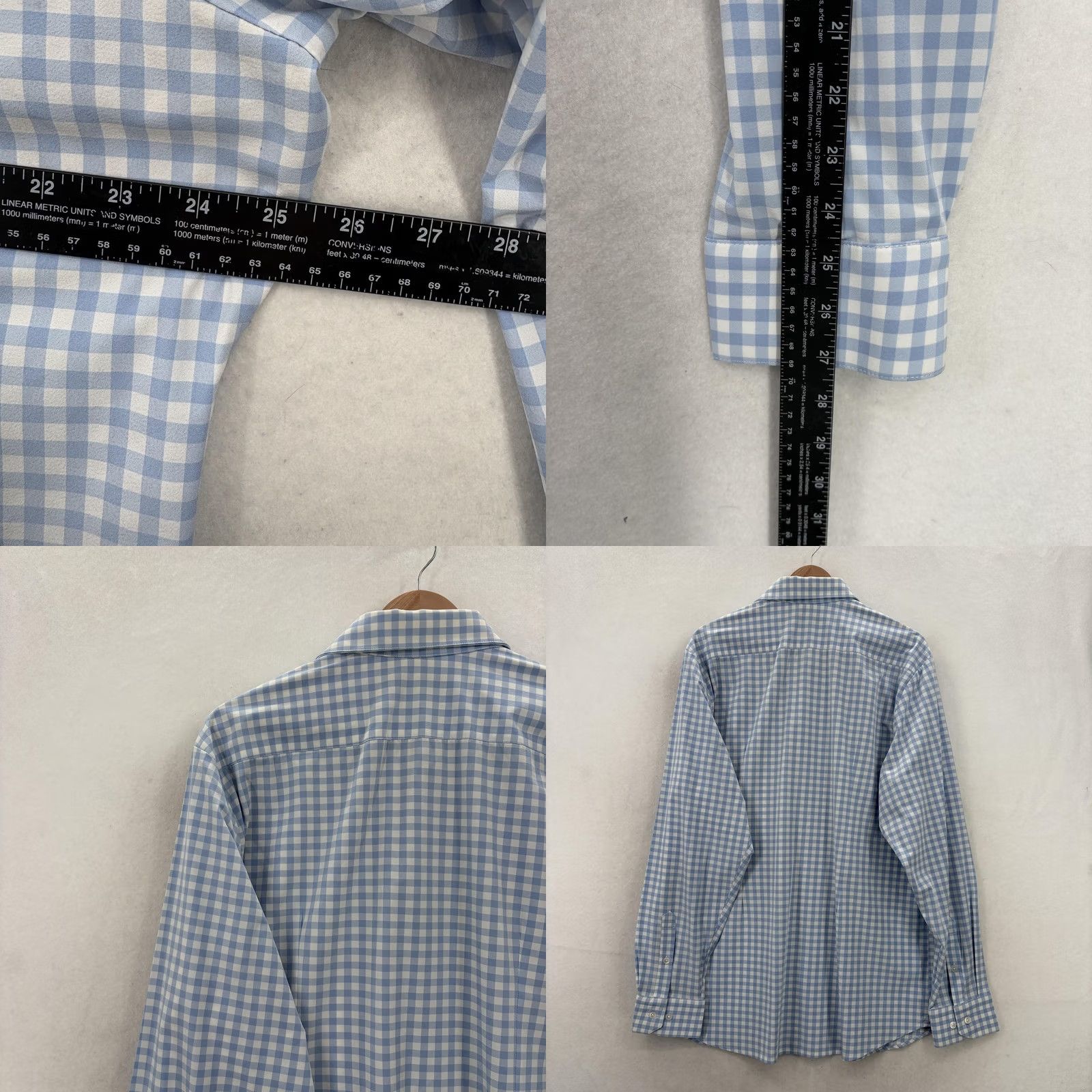 Mizzen+Main Mizzen+Main Leeward Shirt Mens 2XL Blue Gingham Trim Fit Wrinkle Free Stretch Size US XXL / EU 58 / 5 - 8 Thumbnail