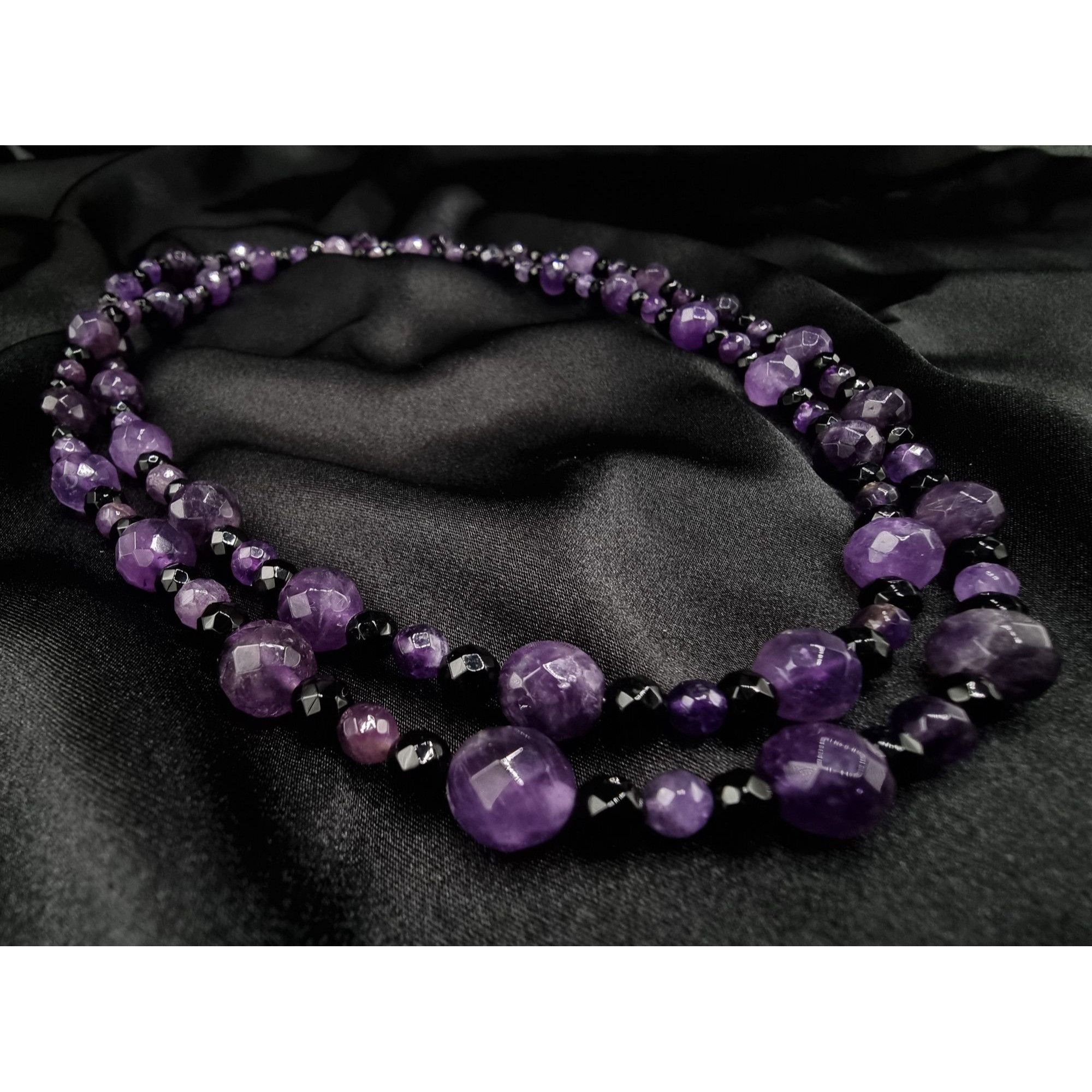 Vintage Jay King Mine Finds Amethyst & Onyx Long Necklace With 925 S Size ONE SIZE - 1 Thumbnail