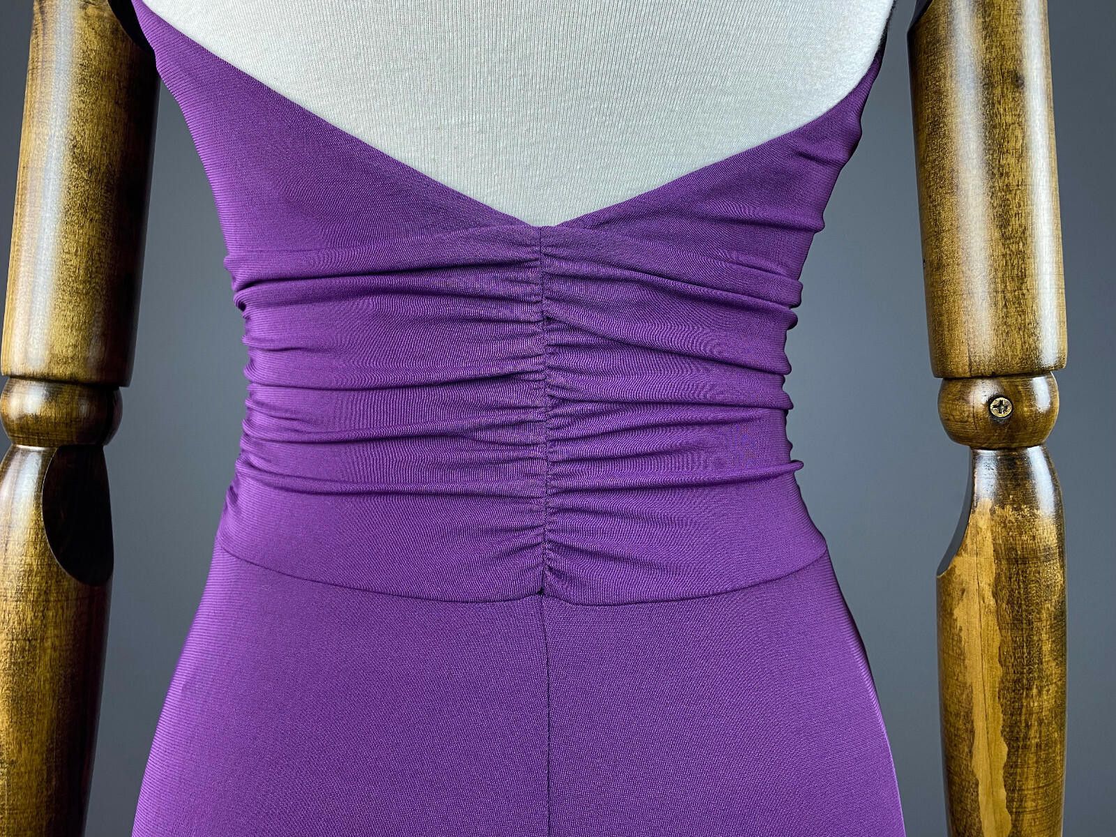 Designer Ladies Max Mara Purple Silk Open Neck Party Dress Size 38 Size M / US 6-8 / IT 42-44 - 8 Thumbnail