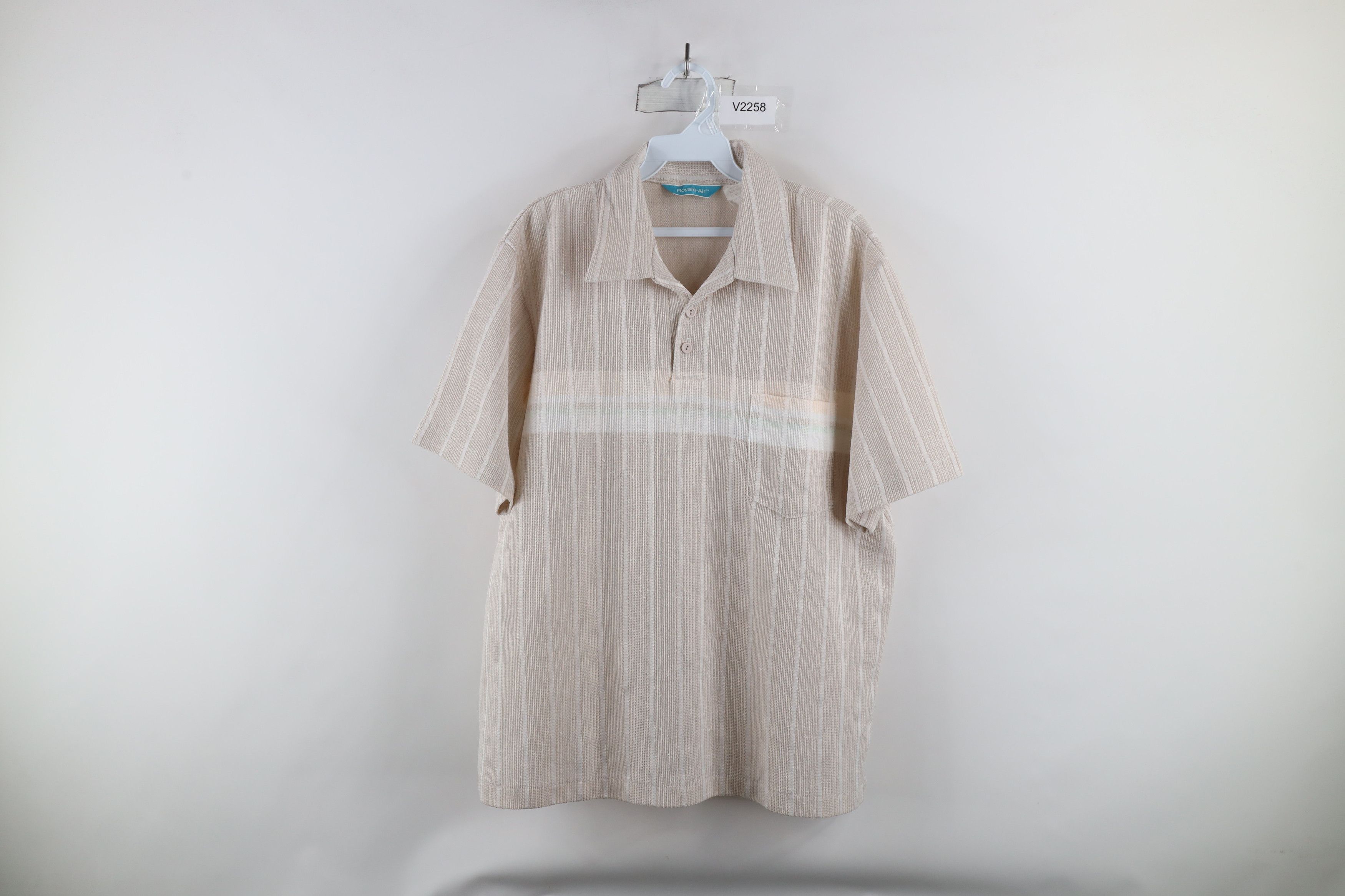 Vintage Vintage 70s Streetwear Knit Pastel Striped Polo Shirt USA Size US XL / EU 56 / 4 - 1 Thumbnail