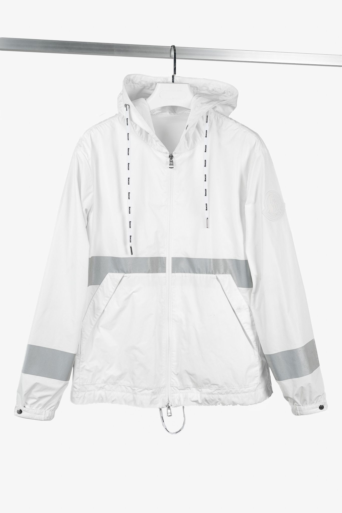 Moncler Adour White Reflective Hooded Wind Breaker
