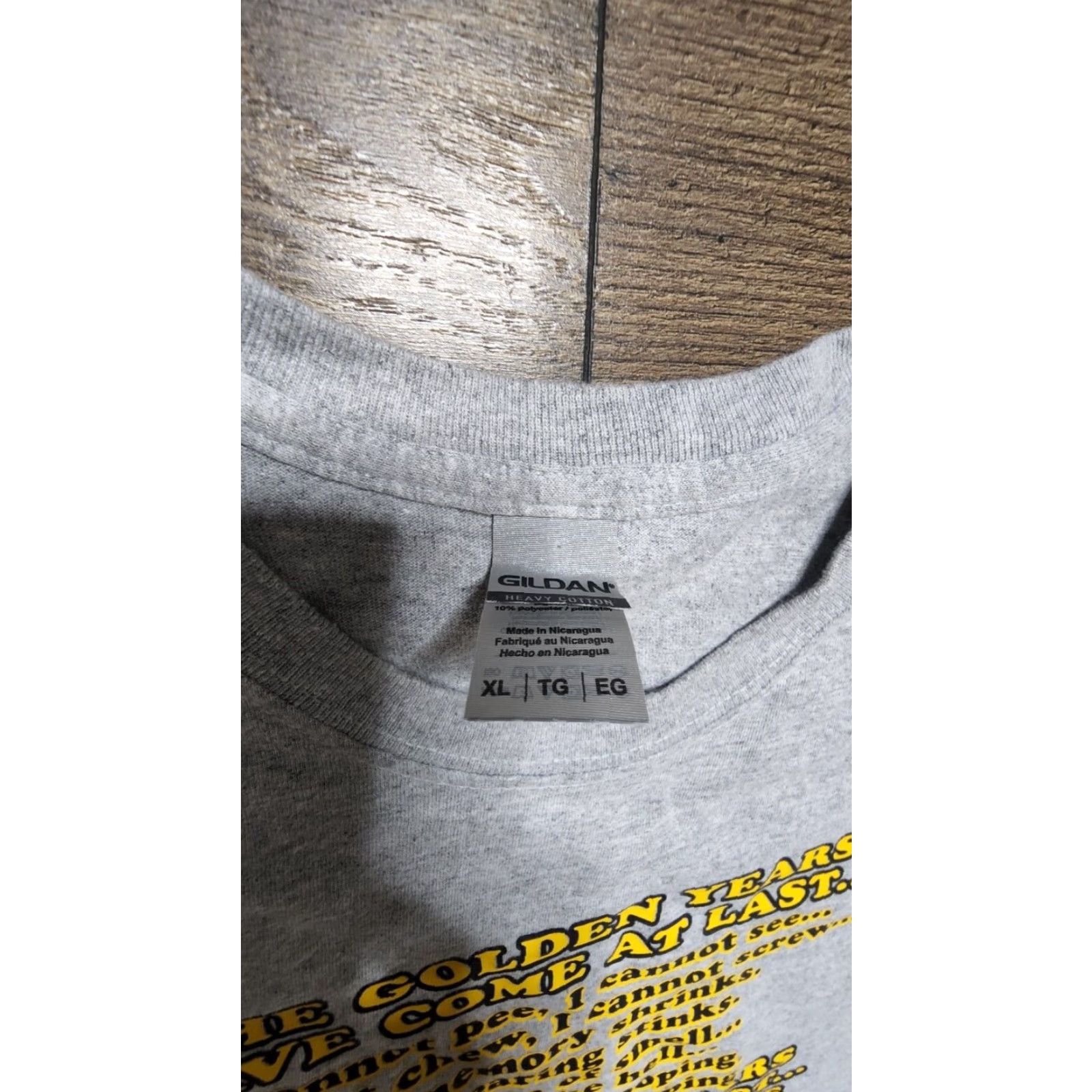Gildan Gildan T-Shirt Adult XL Gray Distressed Funny Old Age Golden Years Graphic Print 90s Grunge Hip Hop Punk Streetwear Mens Size US XL / EU 56 / 4 - 5 Thumbnail