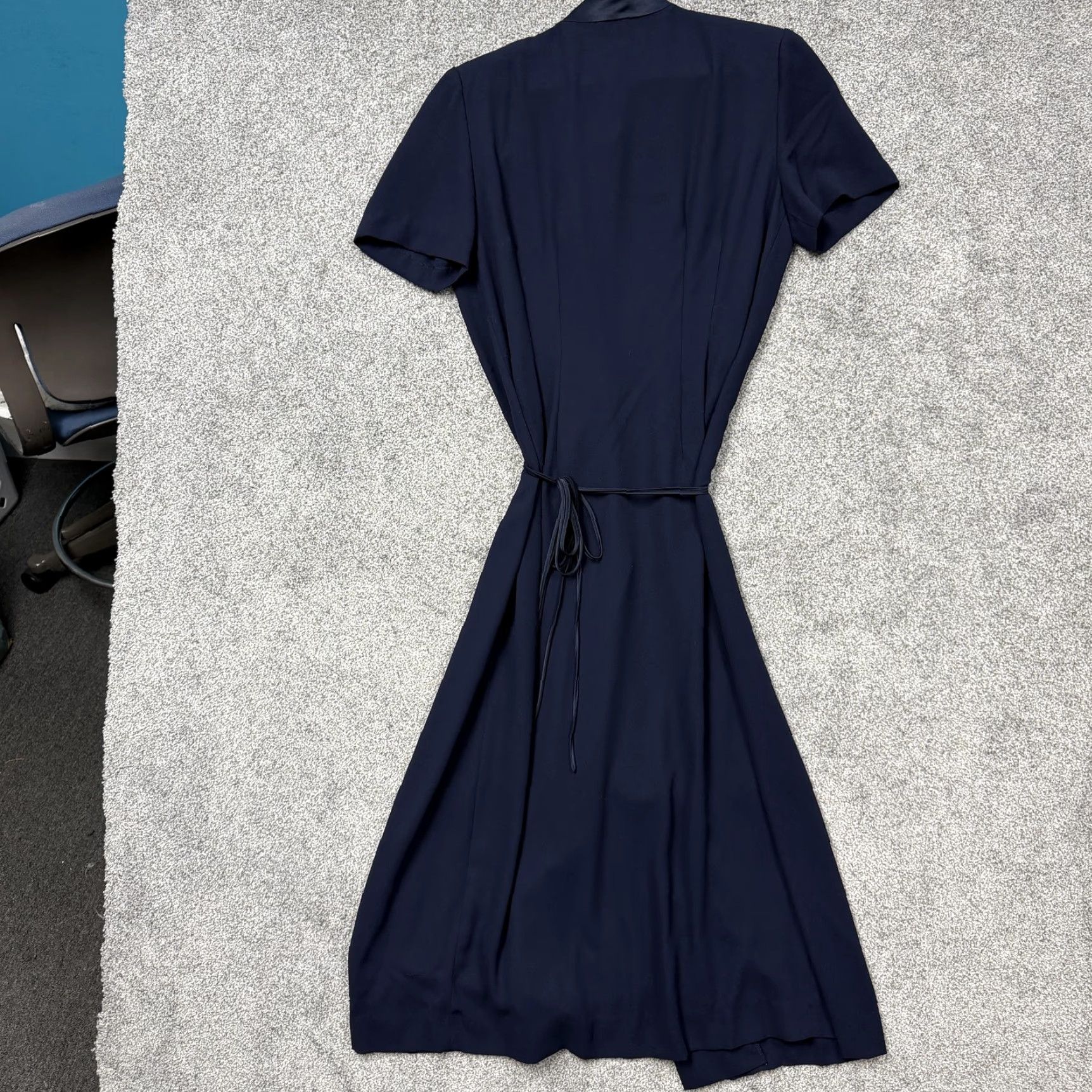 Vintage VINTAGE DW3 for David Warren Dress Navy Collared Workwear Office Chic Woman 8 Blue Short Sleeve A-Line Maxi Size M / US 6-8 / IT 42-44 - 6 Thumbnail