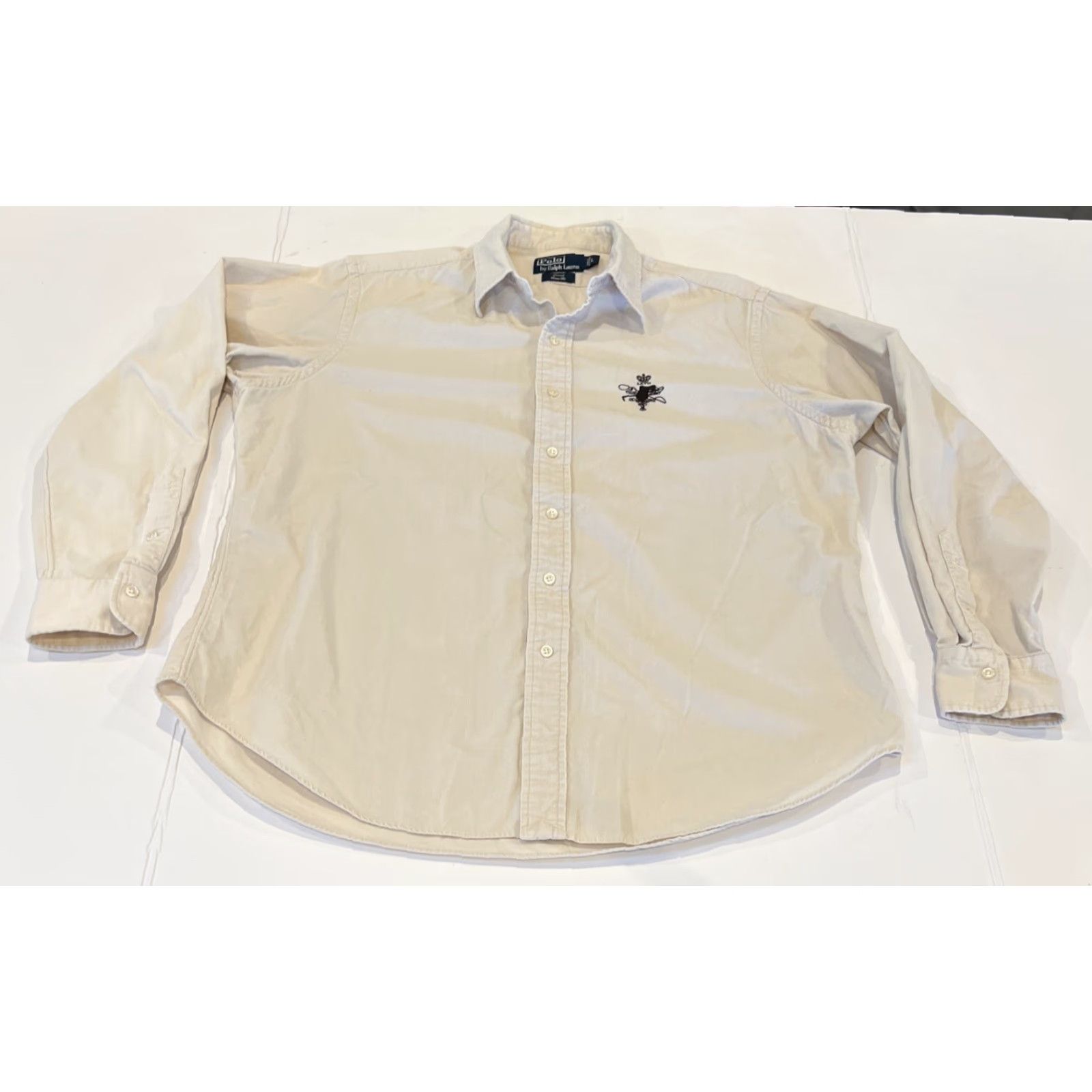 Polo Ralph Lauren VINTAGE Polo Ralph Lauren Shirt Men’s L Ivory Corduroy Equestrian Lowell Classic Fit Size US L / EU 52-54 / 3 - 5 Thumbnail