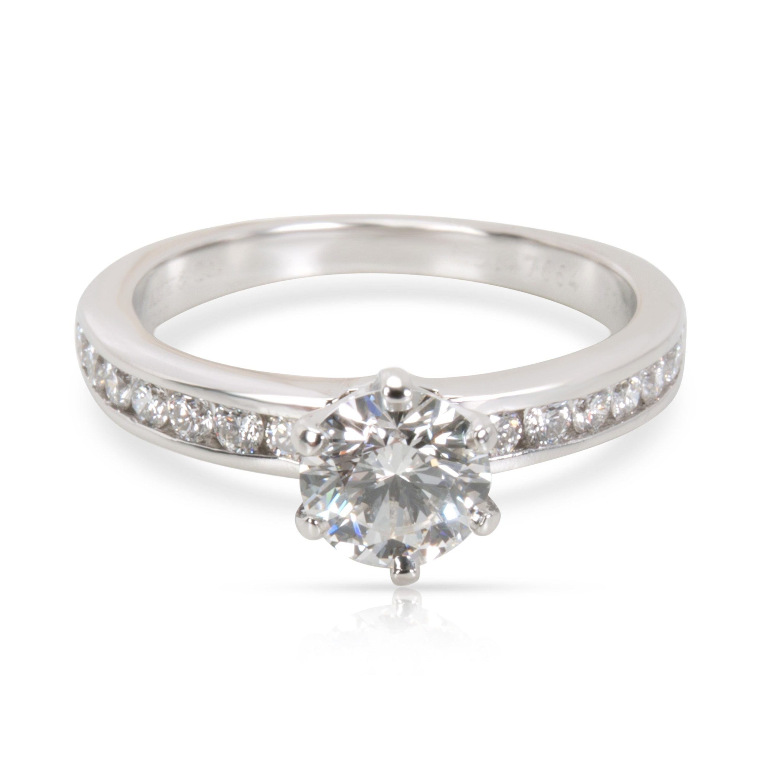 Tiffany & Co. Diamond Engagement Ring in Platinum G/VVS2 Center 0.85CTW