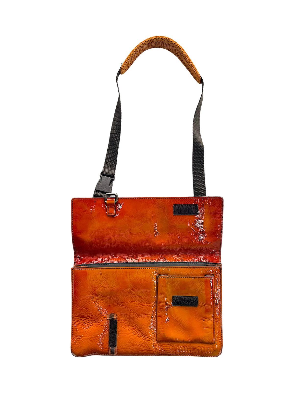 Miu Miu FW1999 Brogue Patent Leather & Mesh Velcro Shoulder Bag 