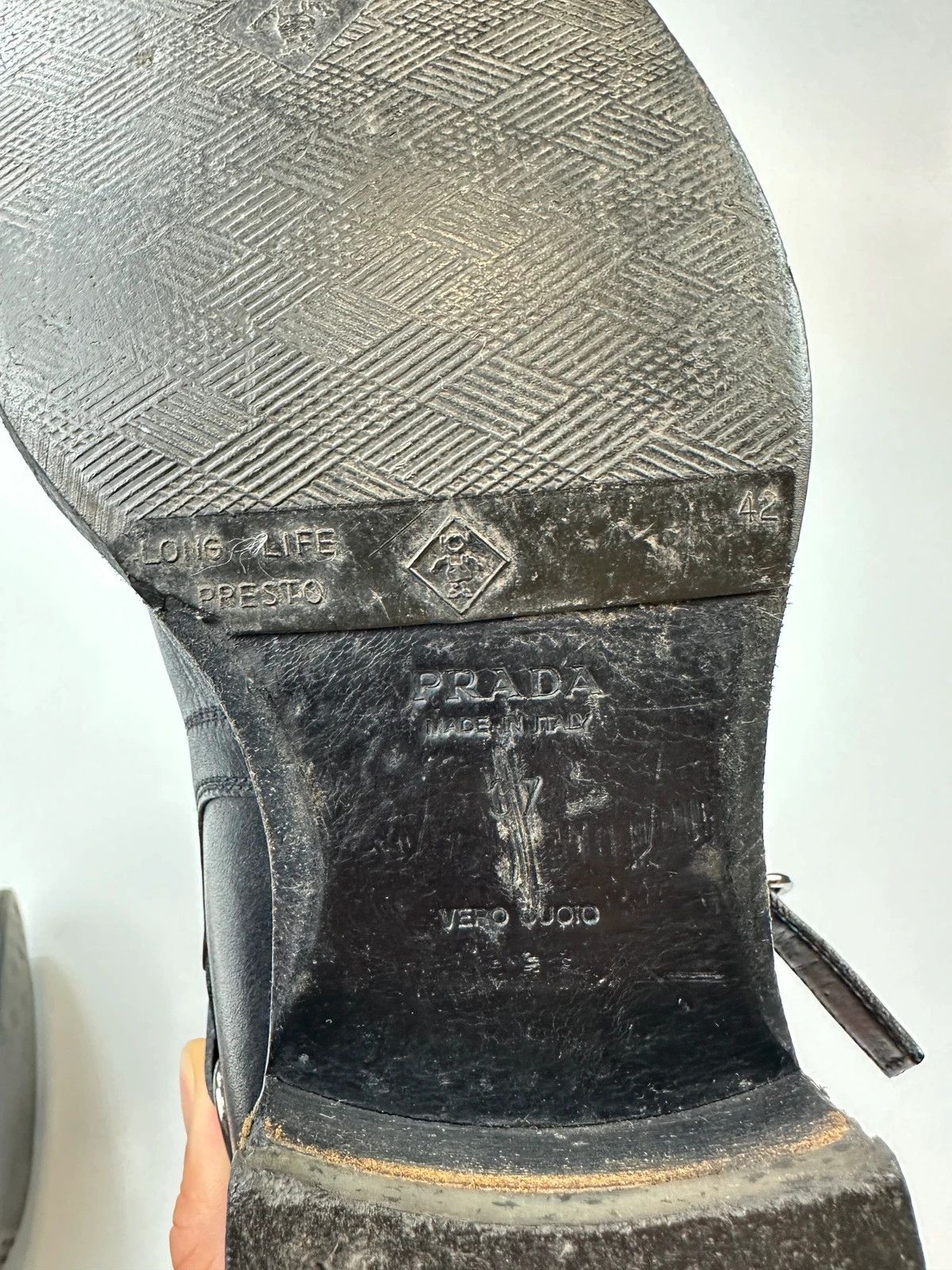 Prada Prada Milano Early 00’s Black Leather High Belted Boots Size US 7 / IT 37 - 12 Thumbnail