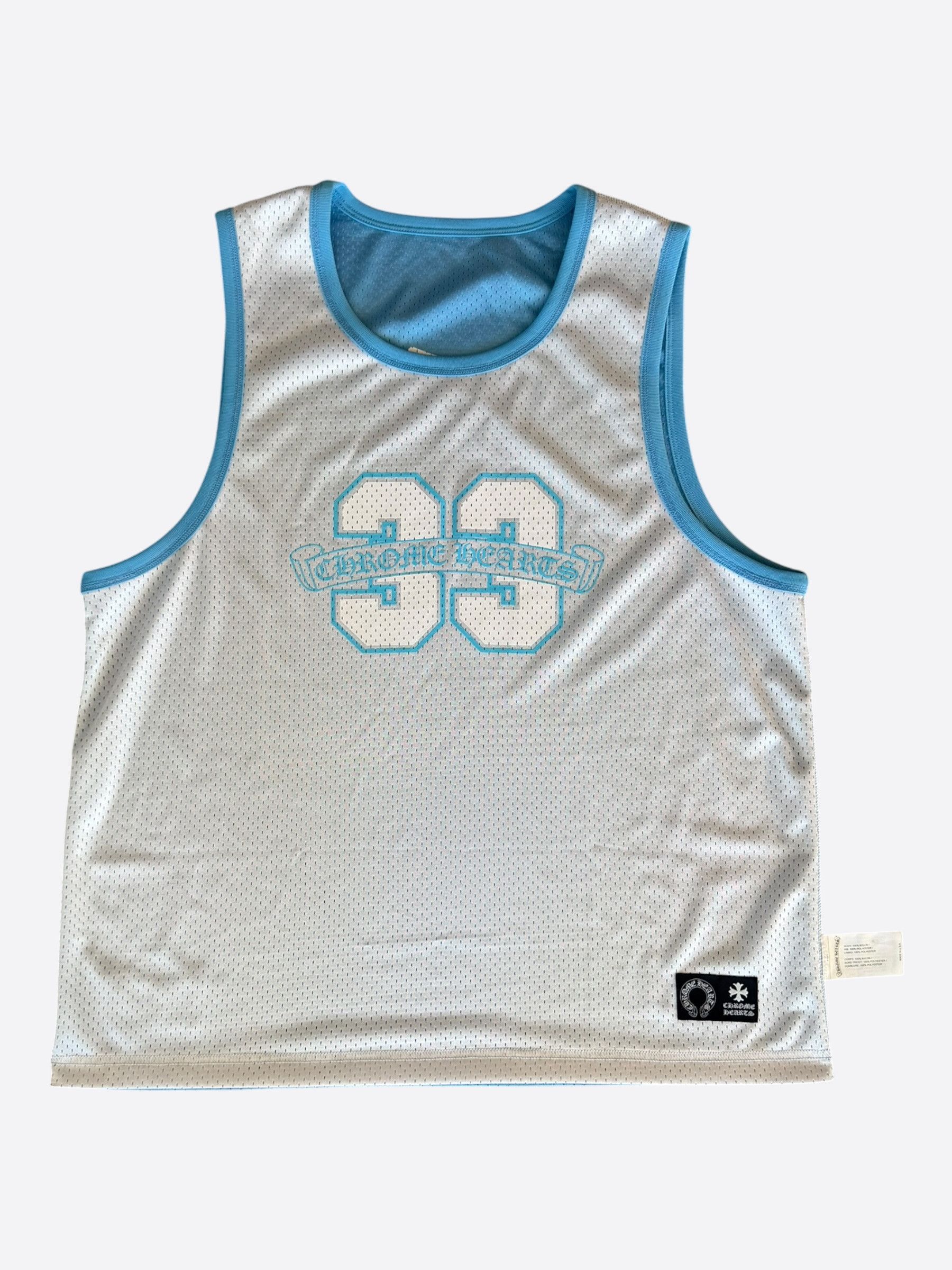 Chrome Hearts Chrome Hearts Blue & White Logo Reversible Mesh Jersey Size US M / EU 48-50 / 2 - 2 Thumbnail