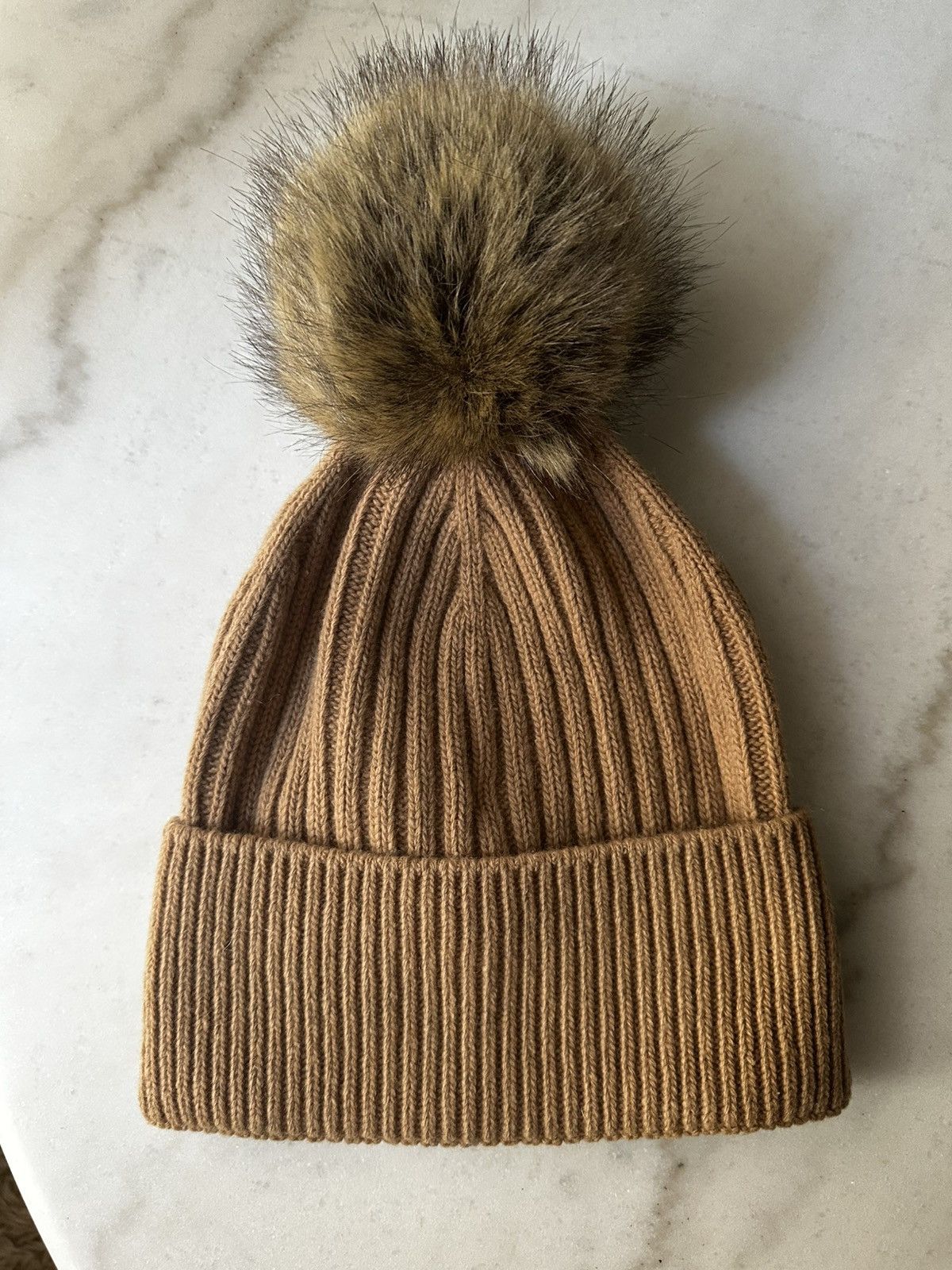 Moncler Ribbed Wool Beanie with Faux Fur Pompom Size ONE SIZE - 2 Thumbnail