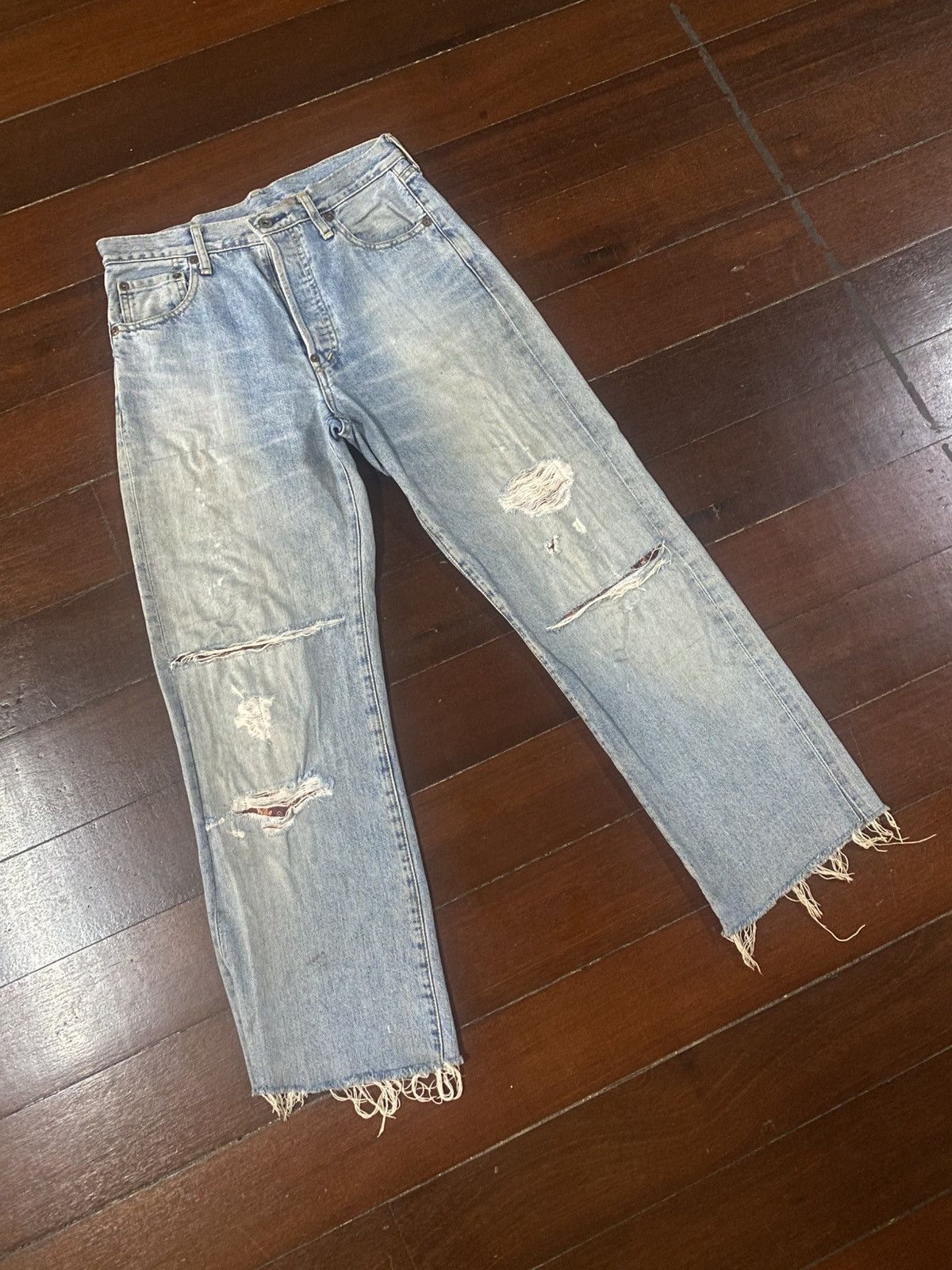Levi's Vintage Clothing Vintage Levi’s Big E 702 XX Selvedge Distressed Repair Jeans Size US 31 - 2 Thumbnail