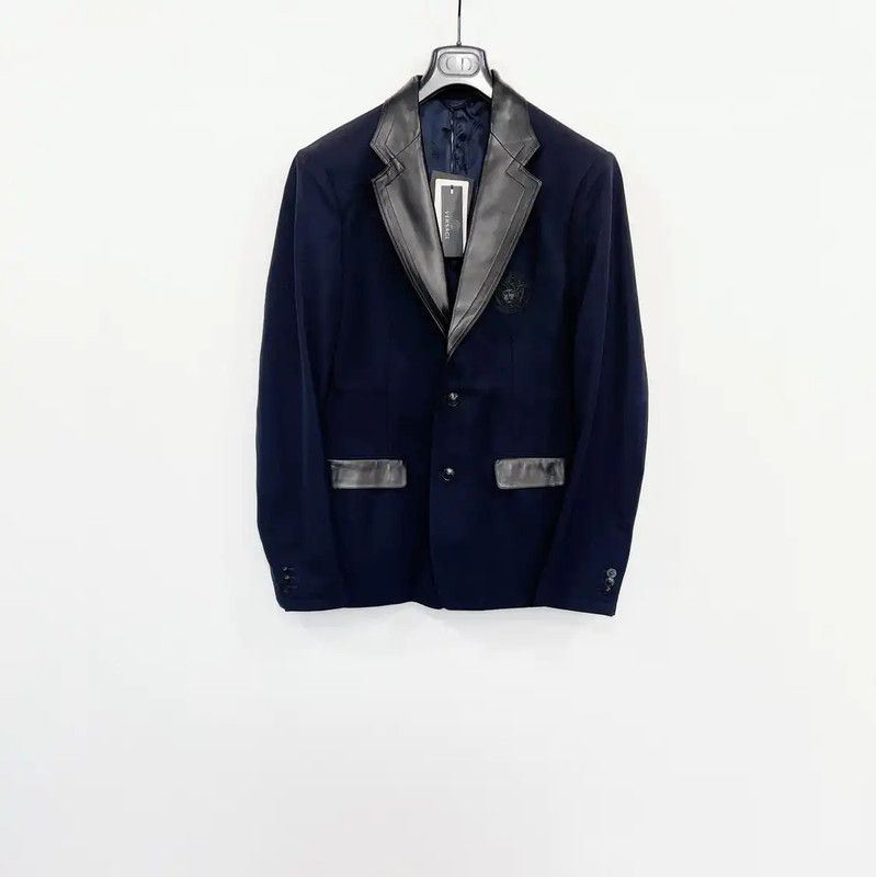Versace Versace Navy Wool Men's Outerwear 0089 Size US S / EU 44-46 / 1 - 1 Thumbnail