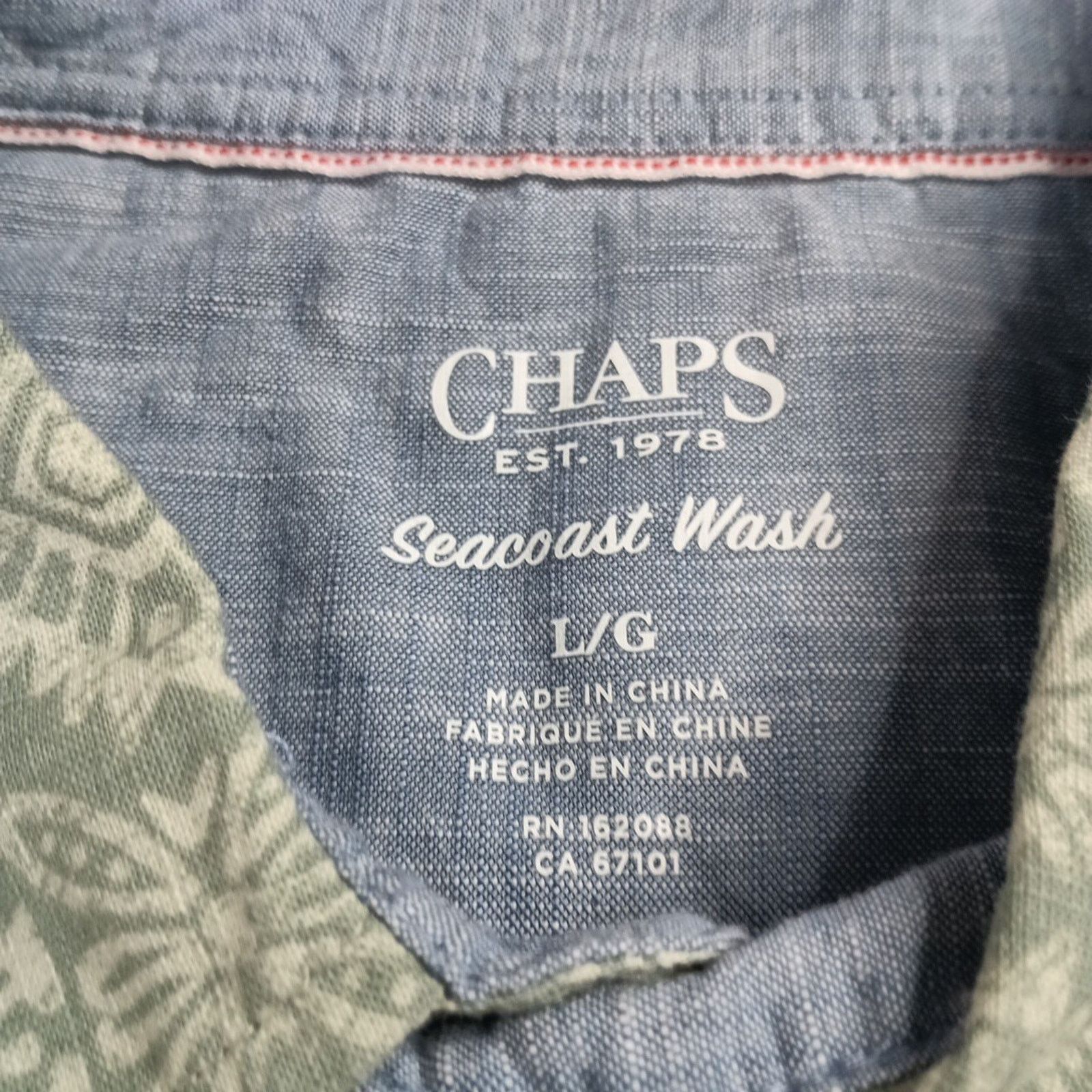 Chaps Chaps Seacoast Chambray Woven Shirt Mens L Green Aztec Print Size US L / EU 52-54 / 3 - 3 Thumbnail