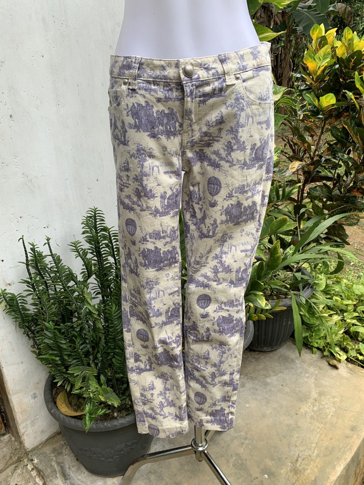 Japanese Brand Double Standart Japan Oriental Art Skinny Jeans Pants Size 29" - 2 Thumbnail