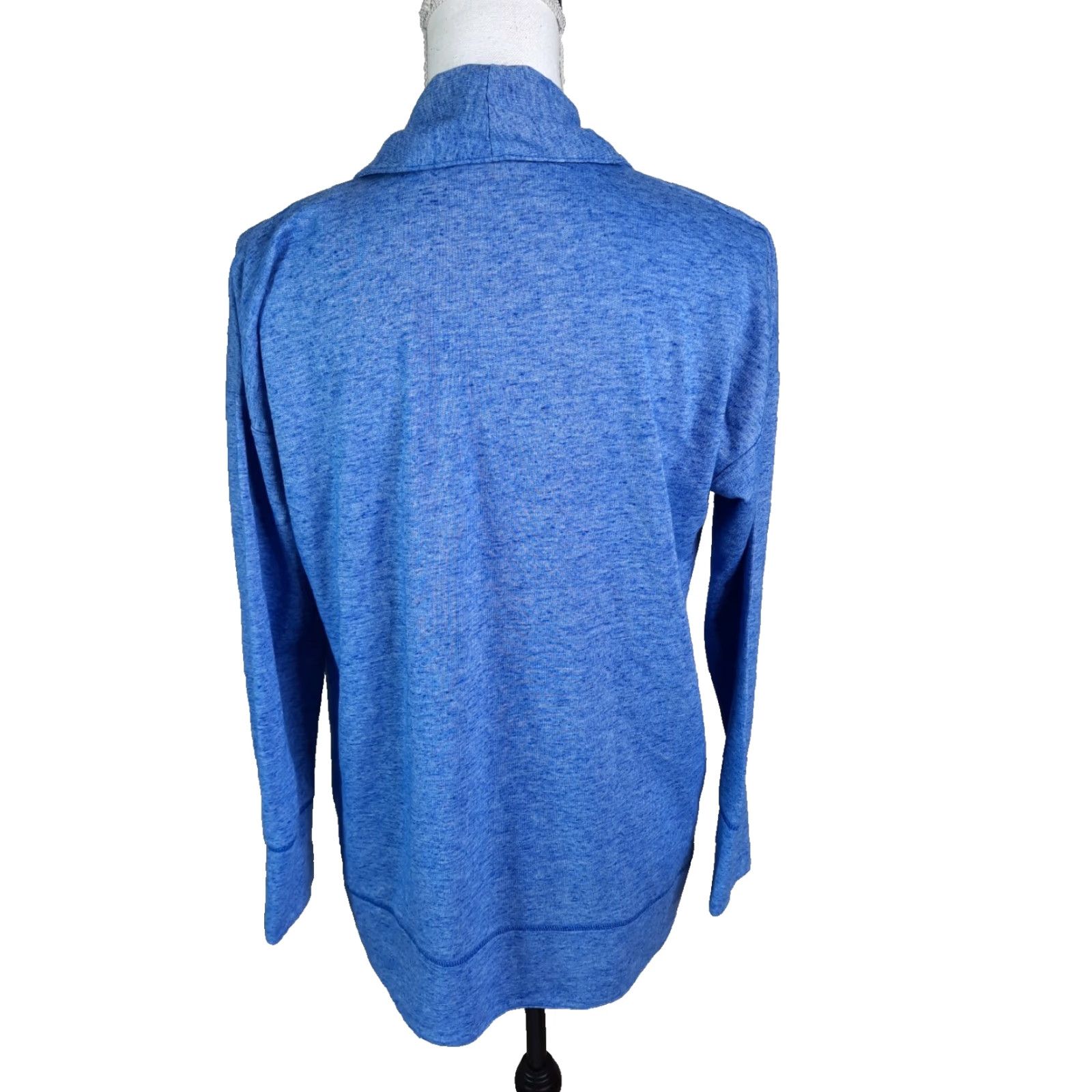 Talbots Talbots Women's Small Heather Blue Fleece Open Cardigan Sweatshirt Sweater Size S / US 4 / IT 40 - 4 Thumbnail