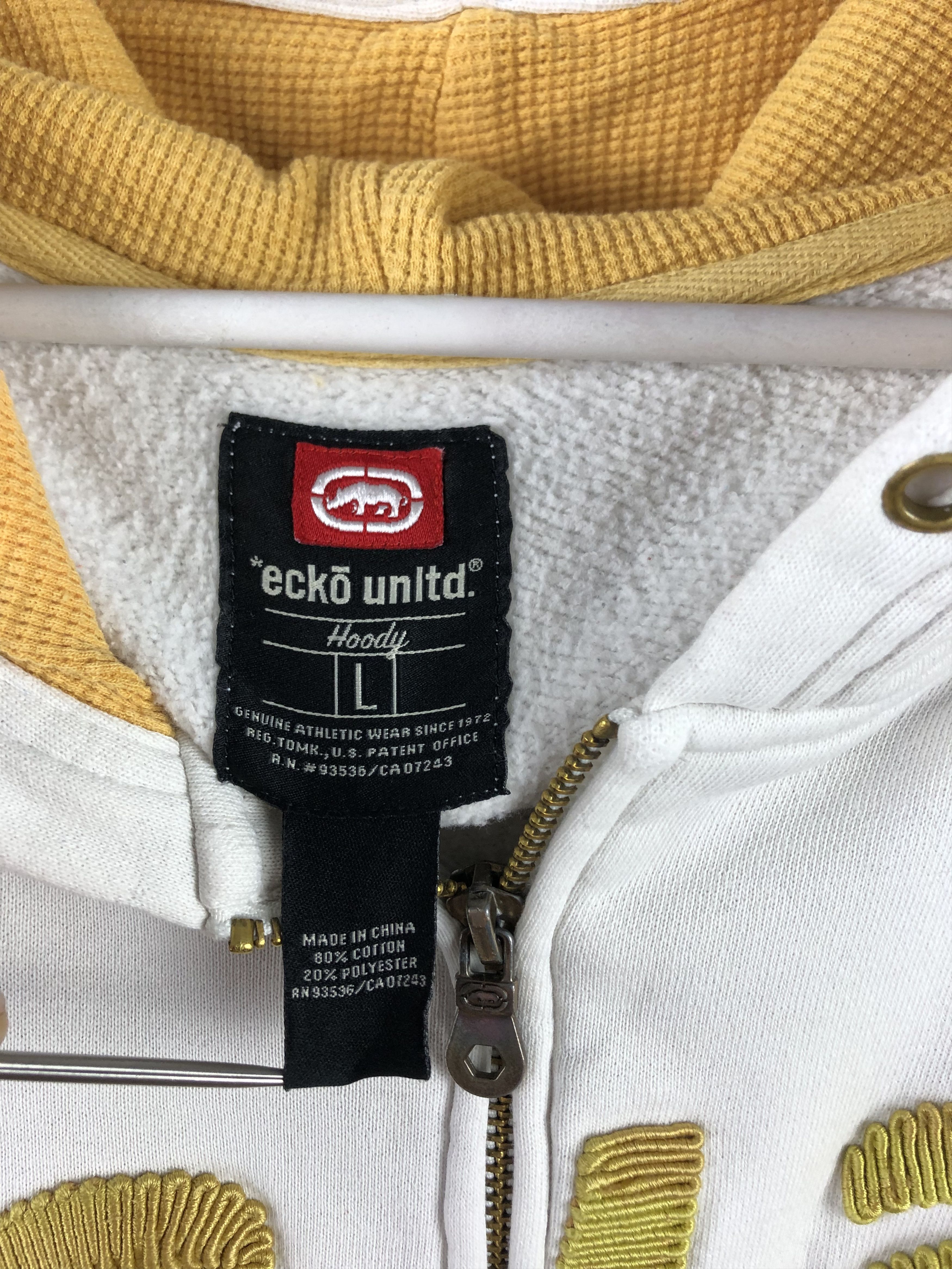 Ecko Unltd. × Vintage Vintage Ecko Unlimited Unltd Zipper Hoodie White Gray Gold Size US L / EU 52-54 / 3 - 16 Thumbnail