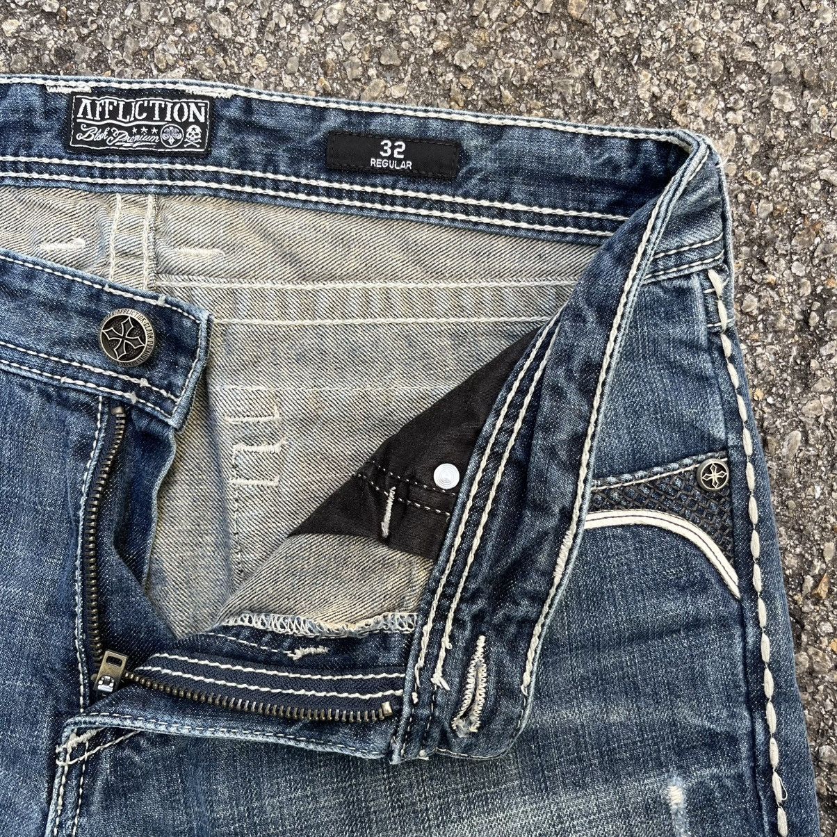 Affliction Vintage Y2K Affliction Jeans Blake Tribal Cross Skulls Size US 32 / EU 48 - 8 Thumbnail