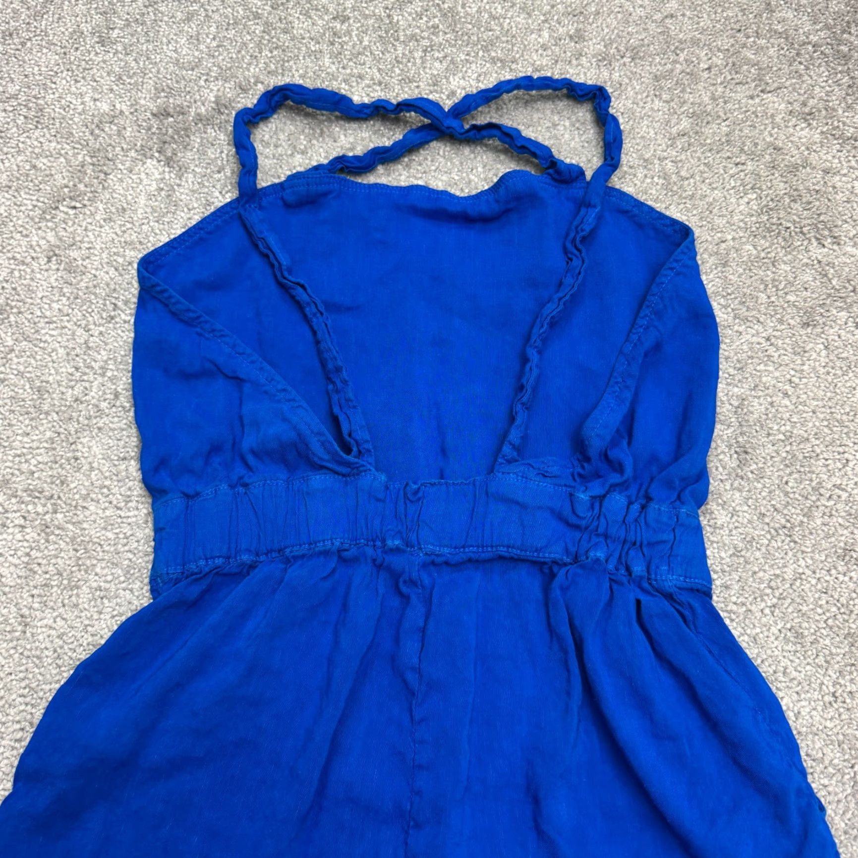 Zara Zara Linen Blend Backless Romper Womens XS Royal Blue Strappy Playsuit Summer Size 26" / US 2 / IT 38 - 4 Thumbnail