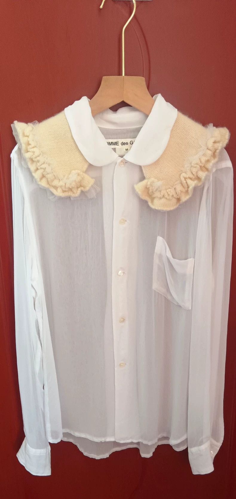 CDG Silk Shirt with Wool Knit Collar - dmc