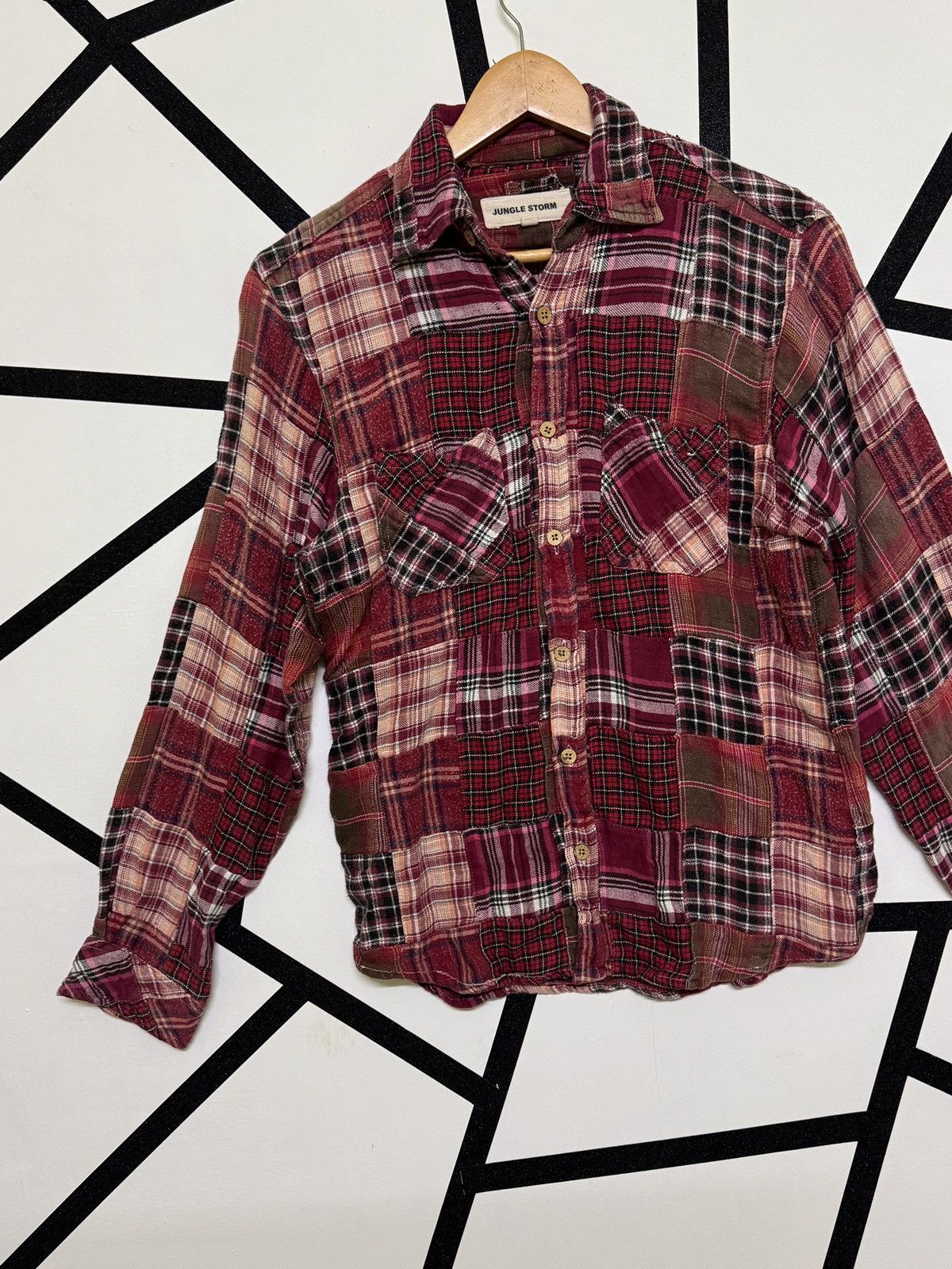 Flannel Vintage JUNGLE STORM Patchwork Rebuild Flannel Shirt Size US S / EU 44-46 / 1 - 3 Thumbnail