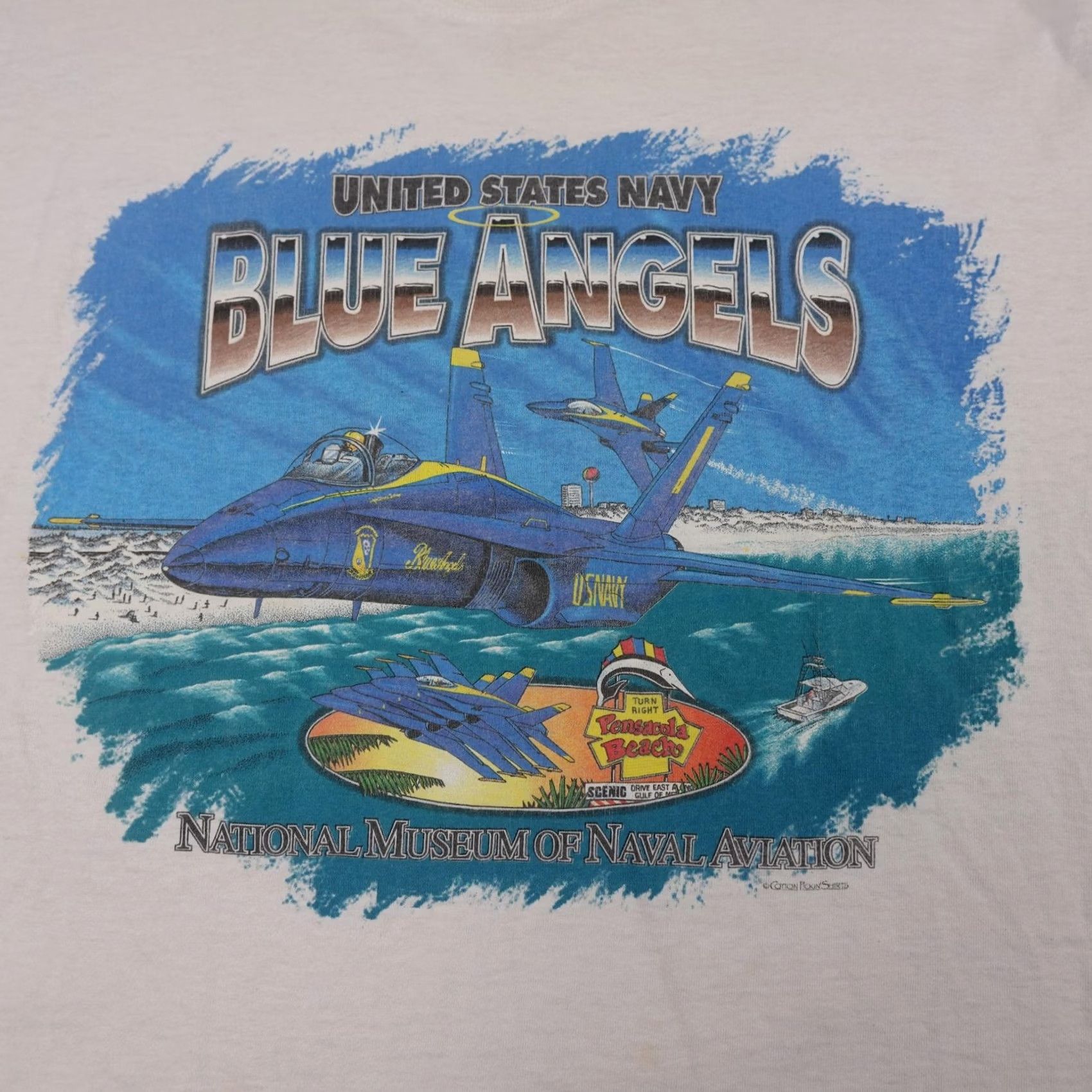 Gildan Vintage Blue Angels Shirt Mens L White 90s Graphic Navy Aviation Military T-Shirt Size US L / EU 52-54 / 3 - 3 Thumbnail
