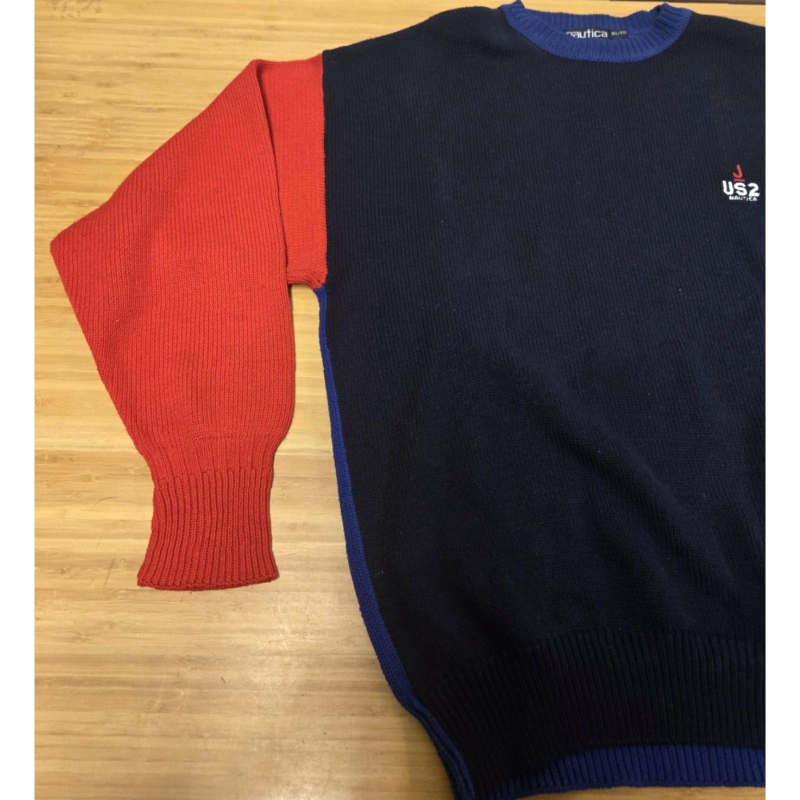 Nautica Nautica Sweater Mens XL Multicolor Colorblock Crewneck Knit US2 Nautical Logo Front Chest Embroidered Sail Royal Blue Green Red Navy Blue Yellow? Size US XL / EU 56 / 4 - 3 Thumbnail