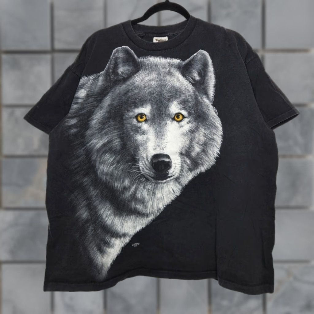 Vintage VINTAGE Wolf Big Face Portrait Nature 90s Single Stitch XL Tennessee River Shirt Size US XL / EU 56 / 4 - 1 Thumbnail