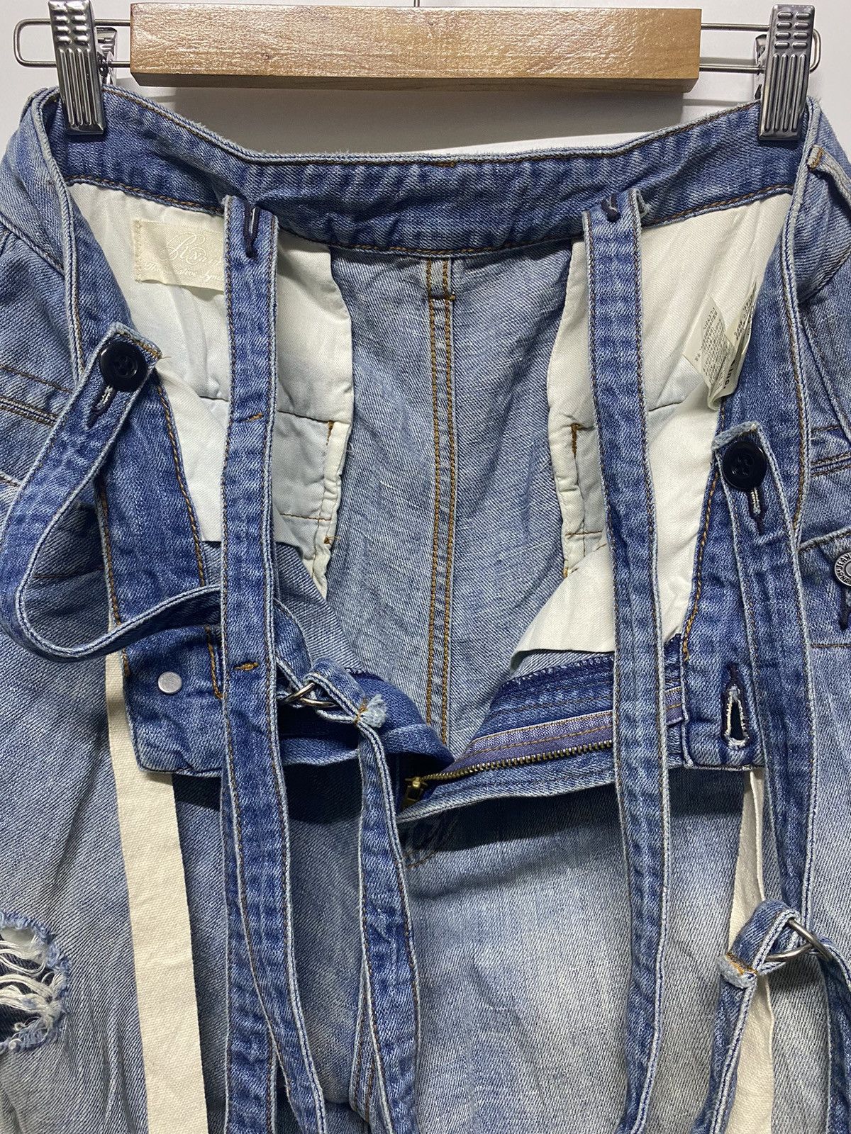 Hysteric Glamour × Japanese Brand RNA İnç. Jeans Distressed Overall Denim Wide Leg Loose Pants Size 32" / US 10 / IT 46 - 12 Thumbnail