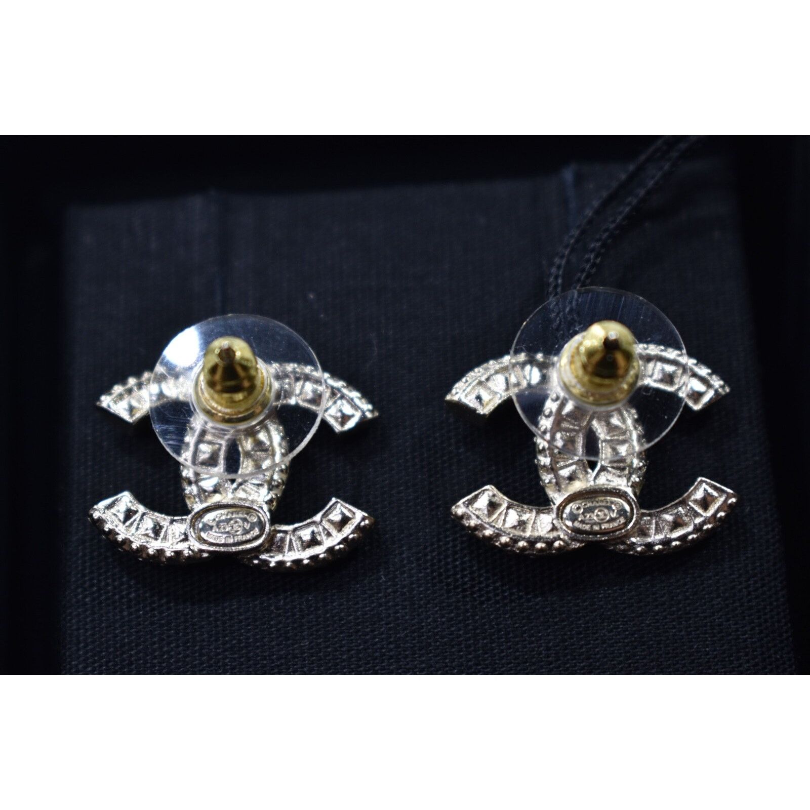 Chanel Chanel Gold Transparent Crystal Statement Stud Drop Earrings Size ONE SIZE - 11 Thumbnail