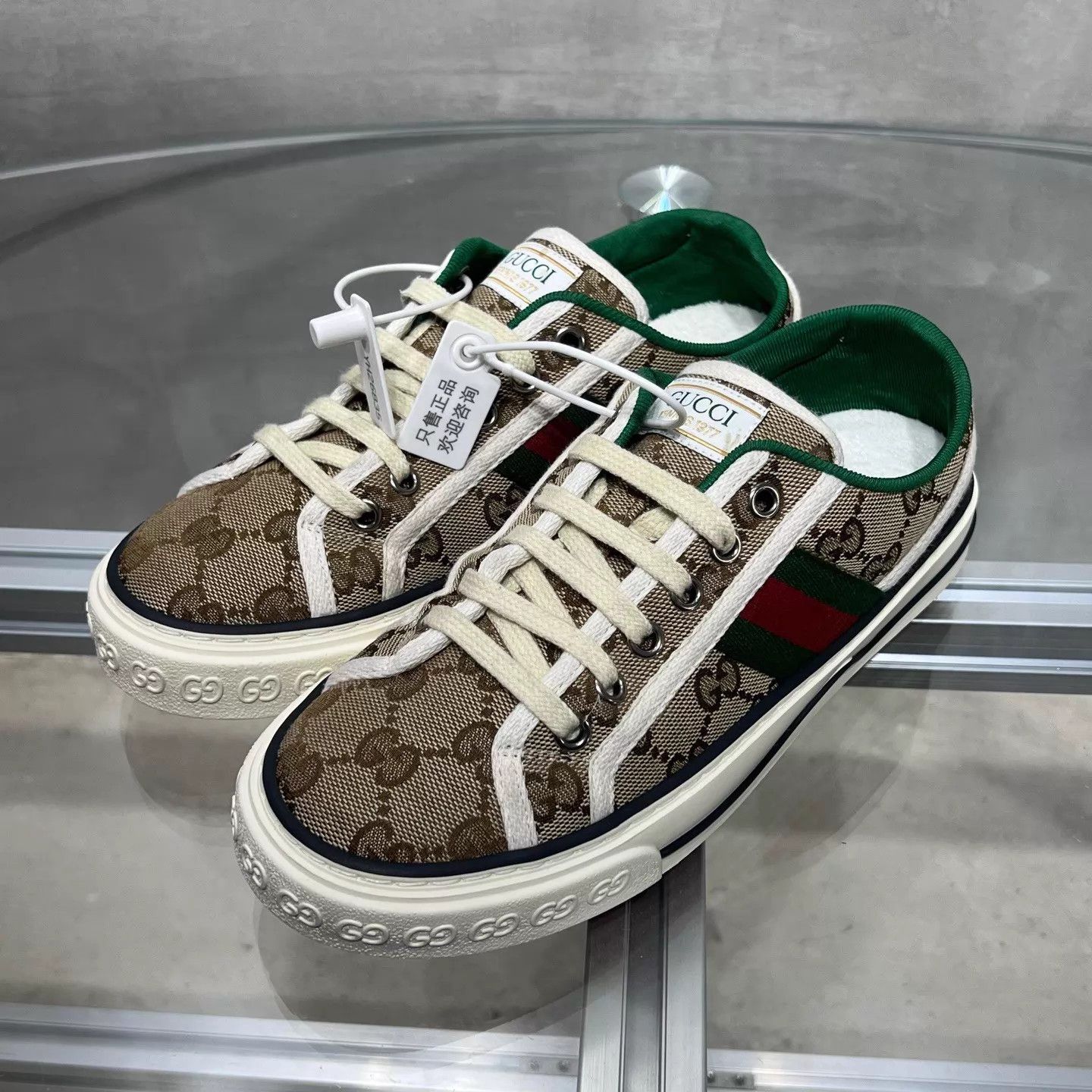 Gucci Gucci 1977 Tennis Sneaker Ebony 36.5 Size US 6 / IT 36 - 2 Thumbnail