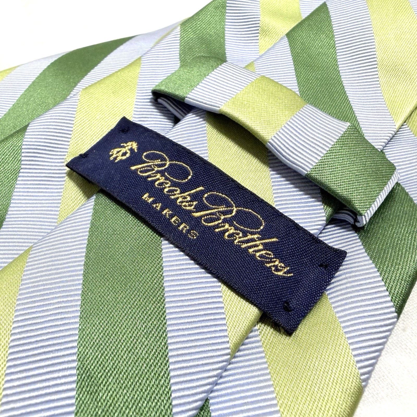 Brooks Brothers Brooks Brothers Makers Green/Blue Stripe Silkblend Tie 2000s Size ONE SIZE - 7 Thumbnail