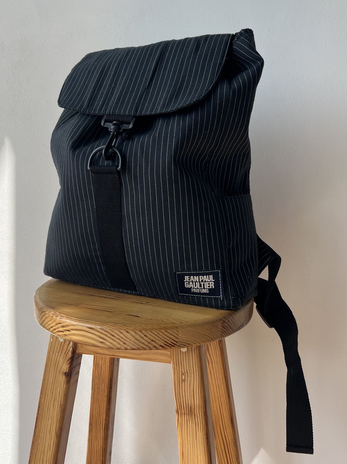 Jean Paul Gaultier Jean Paul Gaultier Parfums Black Pinstripe Backpack Size ONE SIZE - 2 Thumbnail