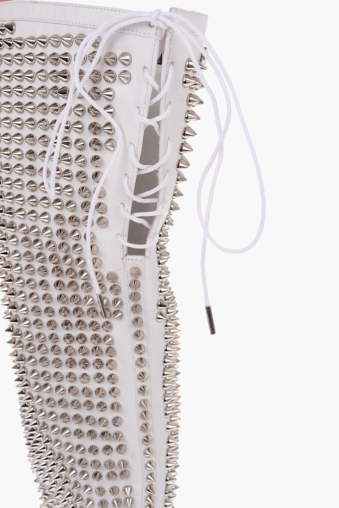 Philipp Plein og1mm0824 Leather Studded Over Knee Boots in Black & White Size US 7 / IT 37 - 5 Thumbnail