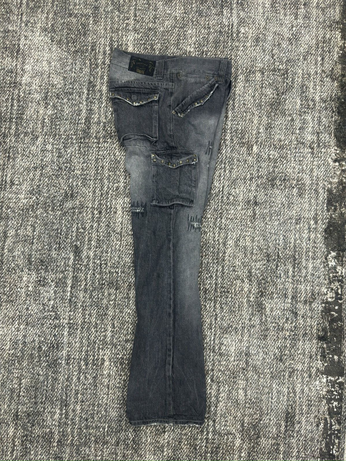 If Six Was Nine × Japanese Brand × Le Grande Bleu (L.G.B.) Zero Sail Distressed Zig Zag Black Wash denim Size US 34 / EU 50 - 16 Thumbnail