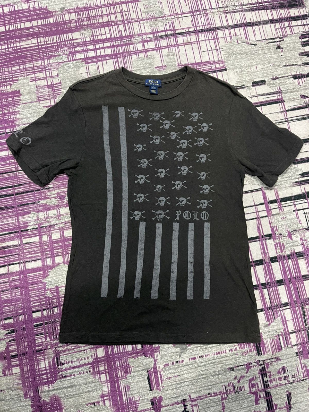 Polo Ralph Lauren VINTAGE SUN FADED POLO RALPH LAUREN SKULLS FLAG VERY RARE Size US L / EU 52-54 / 3 - 1 Thumbnail