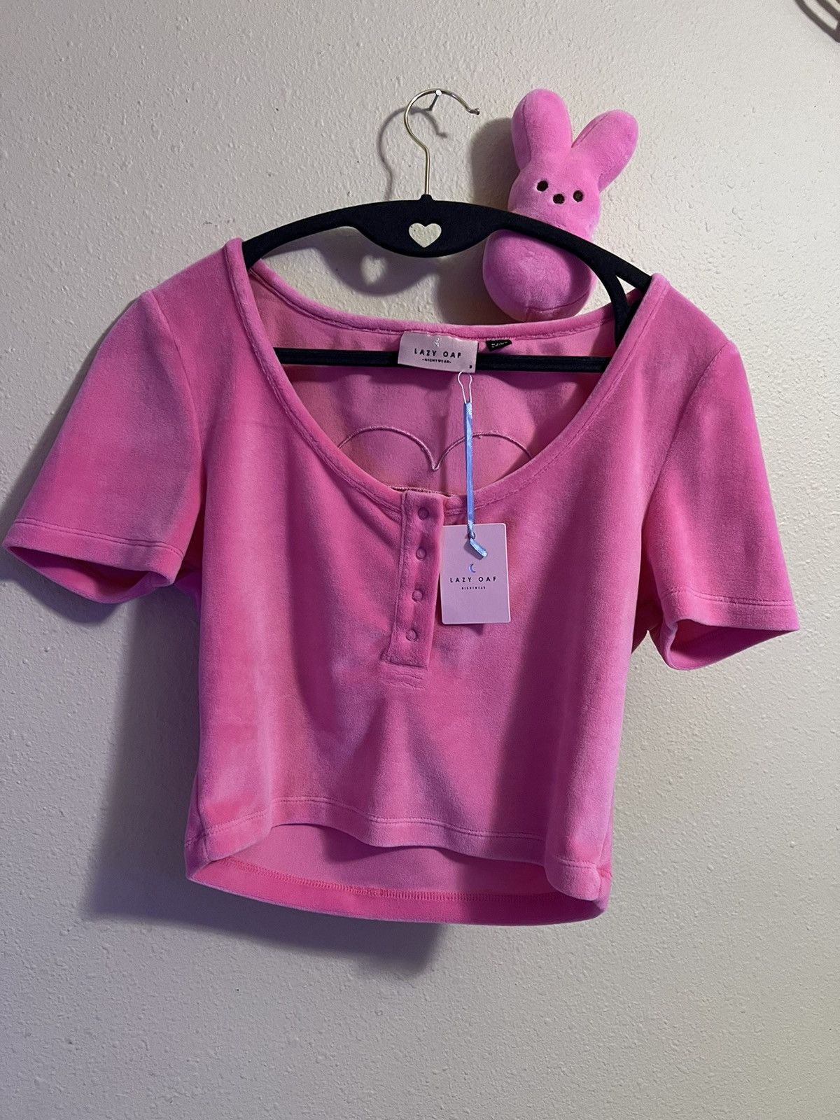 Lazy Oaf Lazy Oaf Waste of Time 💘 velour lounge heart button velvet Size ONE SIZE - 3 Thumbnail