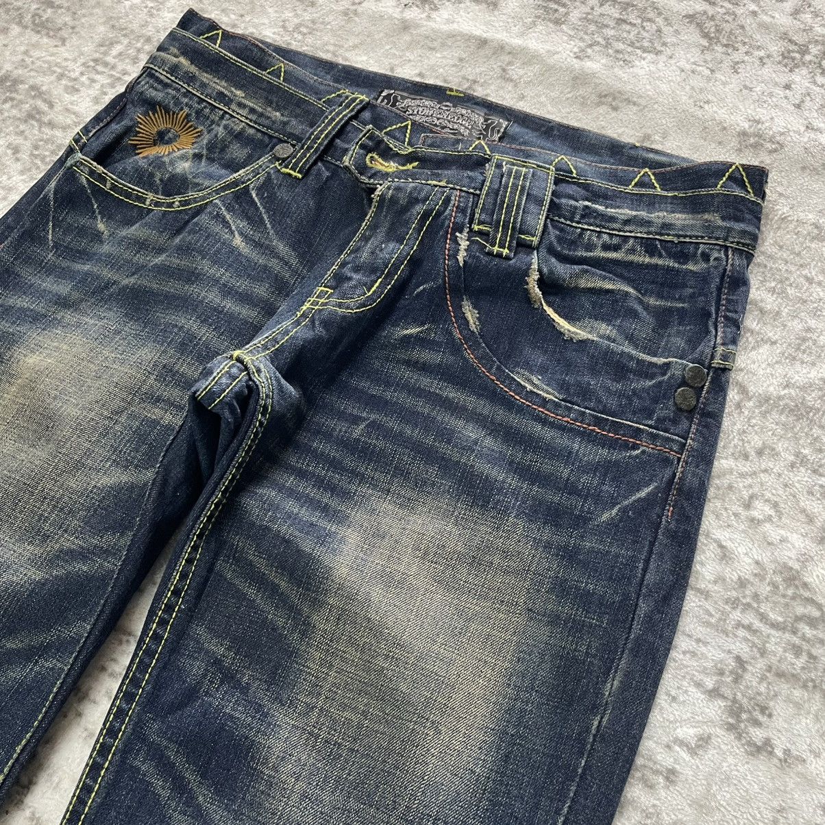 Japanese Brand Stonehedge Aztec Tribal Embroidered Double Waist Flare Jeans Size US 30 / EU 46 - 8 Thumbnail