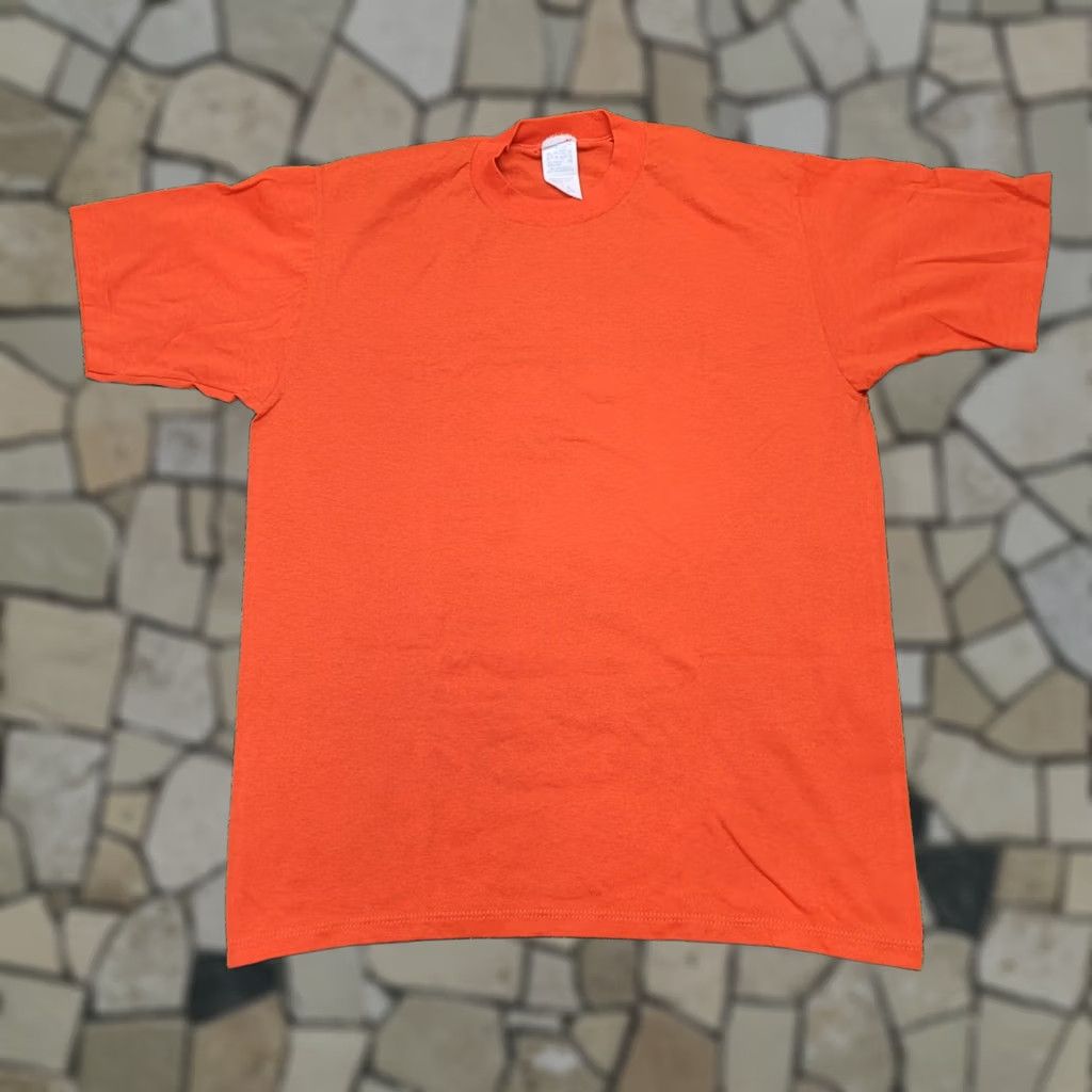 Jerzees VINTAGE Jerzees T-Shirt Mens Large USA Made Single-Stitch Orange 50/50 Cotton Polyester Solid Crew Neck Short Sleeve Size US L / EU 52-54 / 3 - 1 Thumbnail
