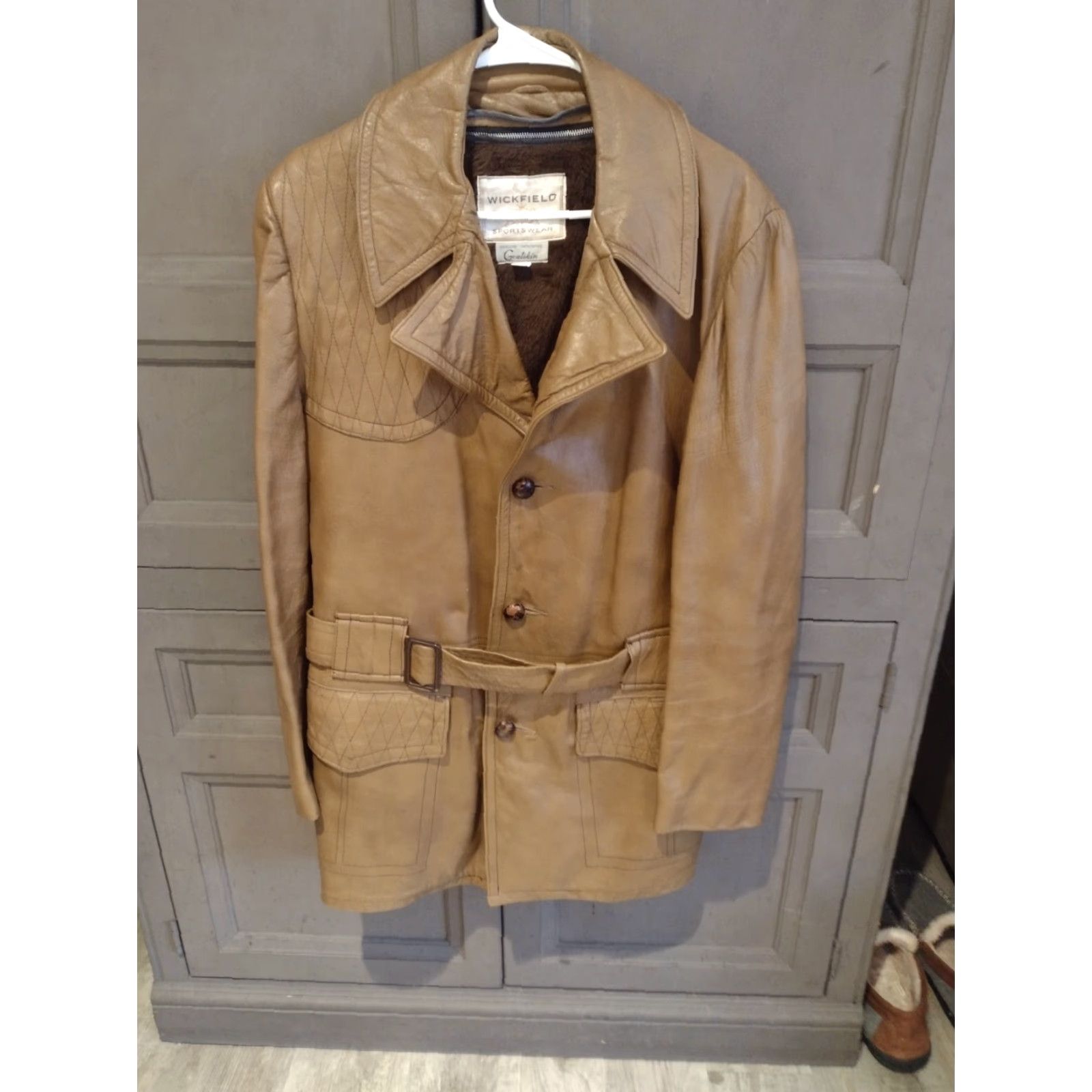 Vintage VINTAGE Wickfield Sportswear Leather Jacket Men 42 Brown Goatskin 70s Cowboy Casual Size US XS / EU 42 / 0 - 5 Thumbnail
