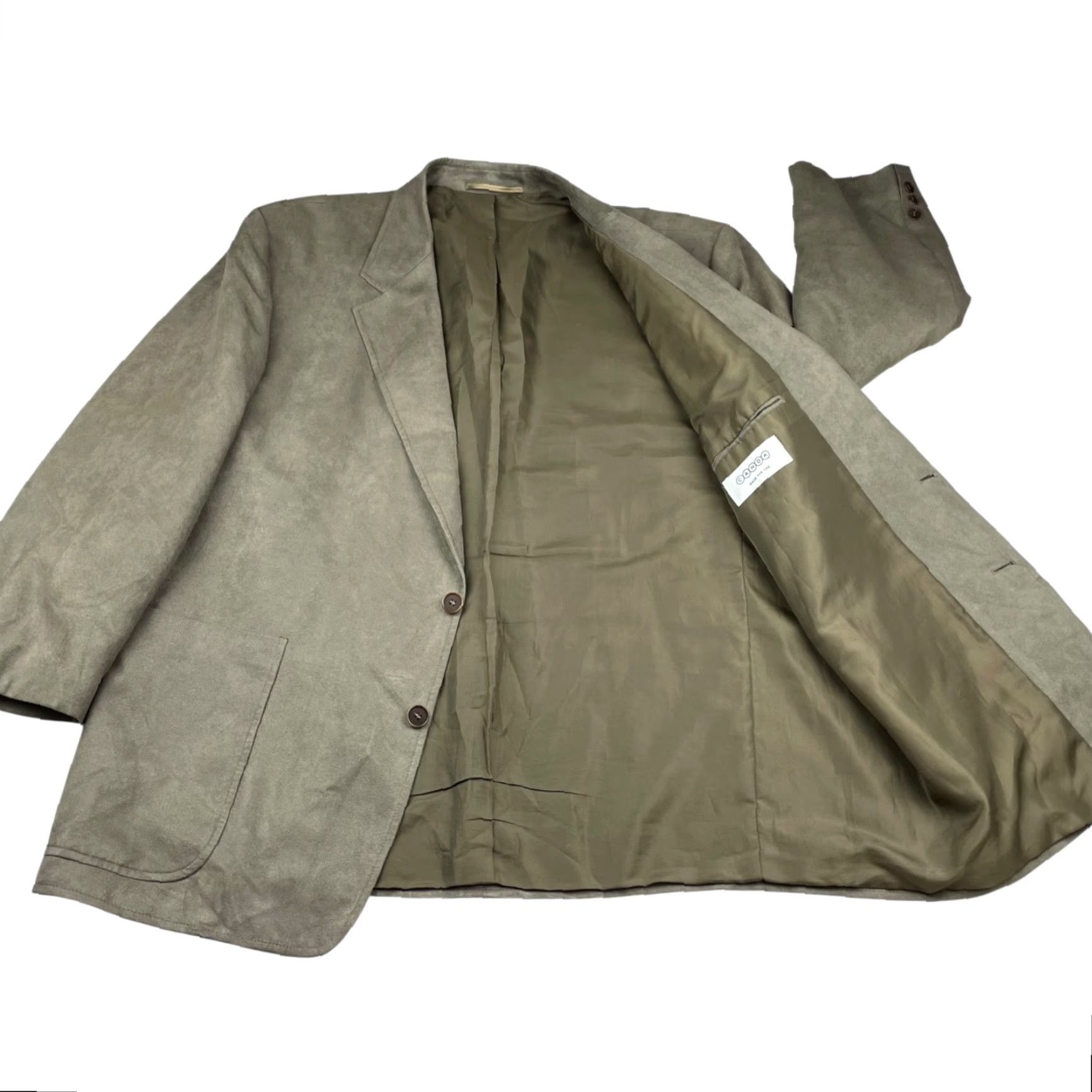 Vintage Canda Men’s Faux Suede Blazer Jacket Beige 48R Two-Button Notch Lapel Mens Regular Jacket Blazer Vintage No Size 48R - 3 Thumbnail