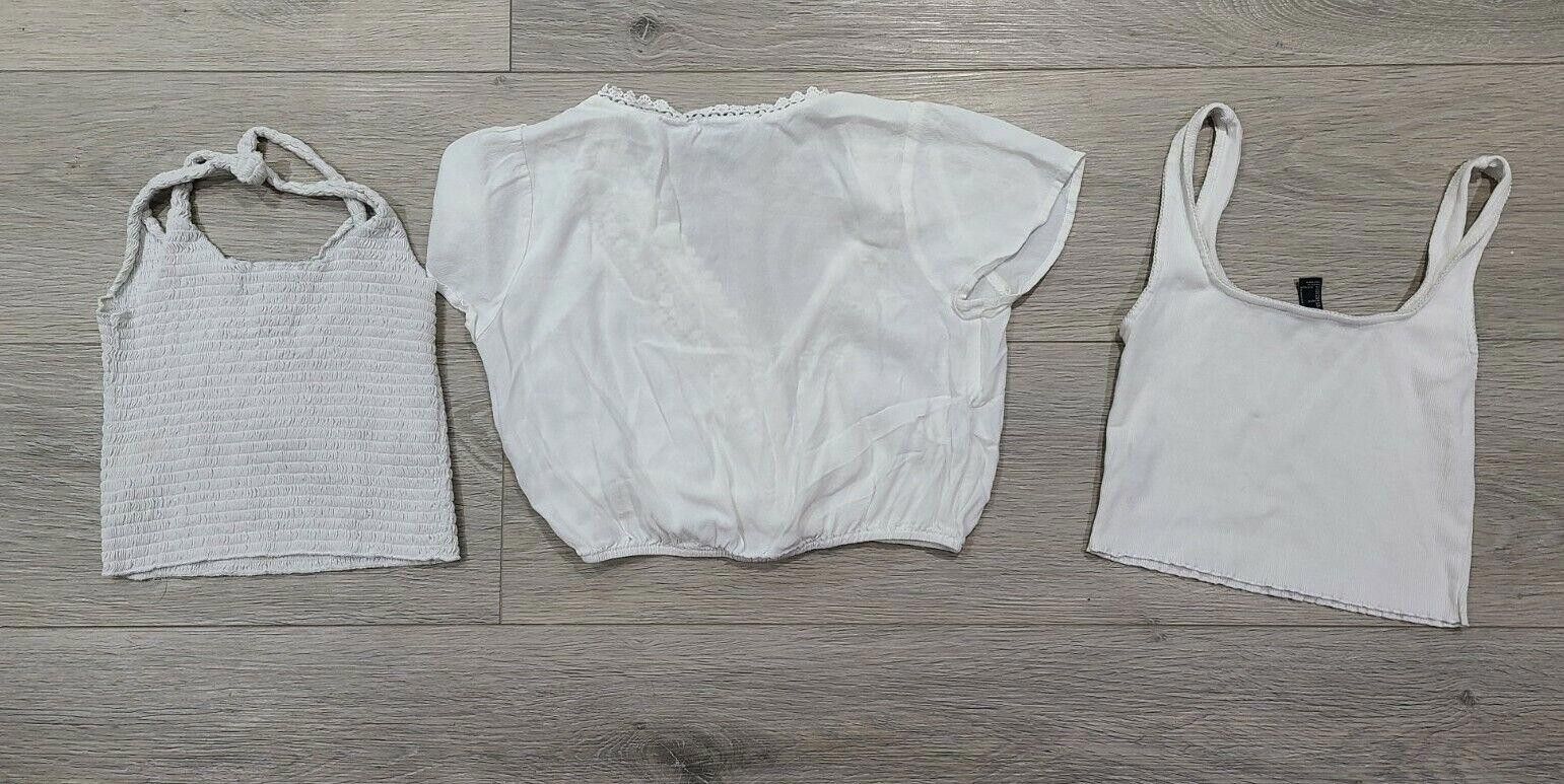 Forever 21 Forever 21 Crop Top Lot 3 White Tanks Small Size S / US 4 / IT 40 - 3 Thumbnail