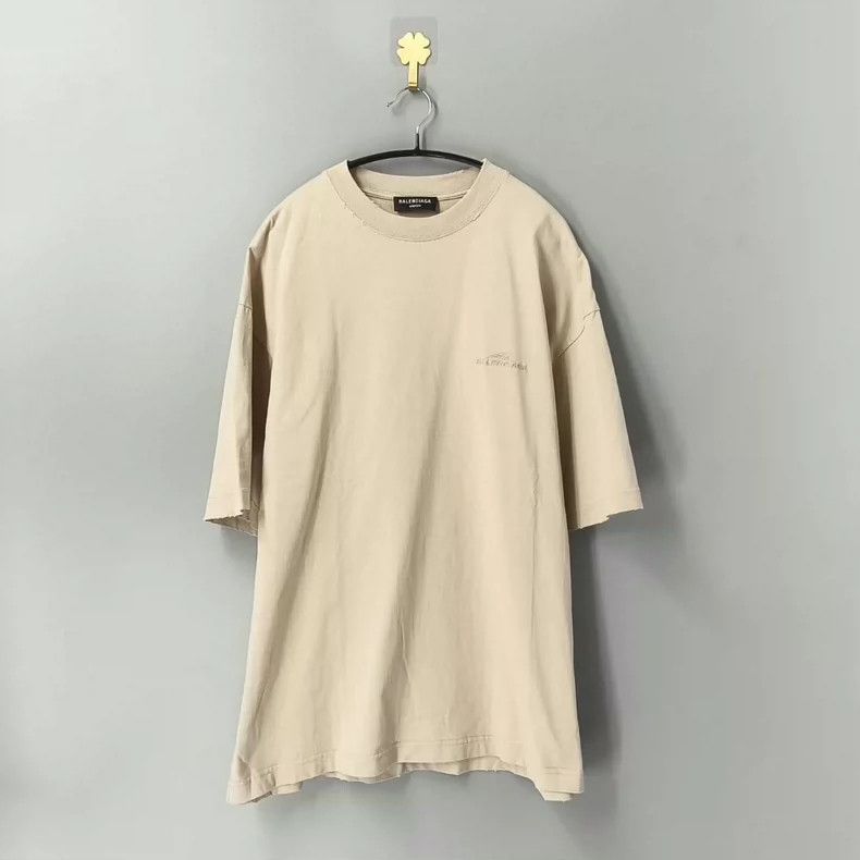 Balenciaga Solid Color Logo Embroidered Round Neck Short S