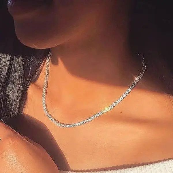 Jewelry Sexy Choker Iced Out Tennis Chain Necklace Size ONE SIZE - 4 Thumbnail