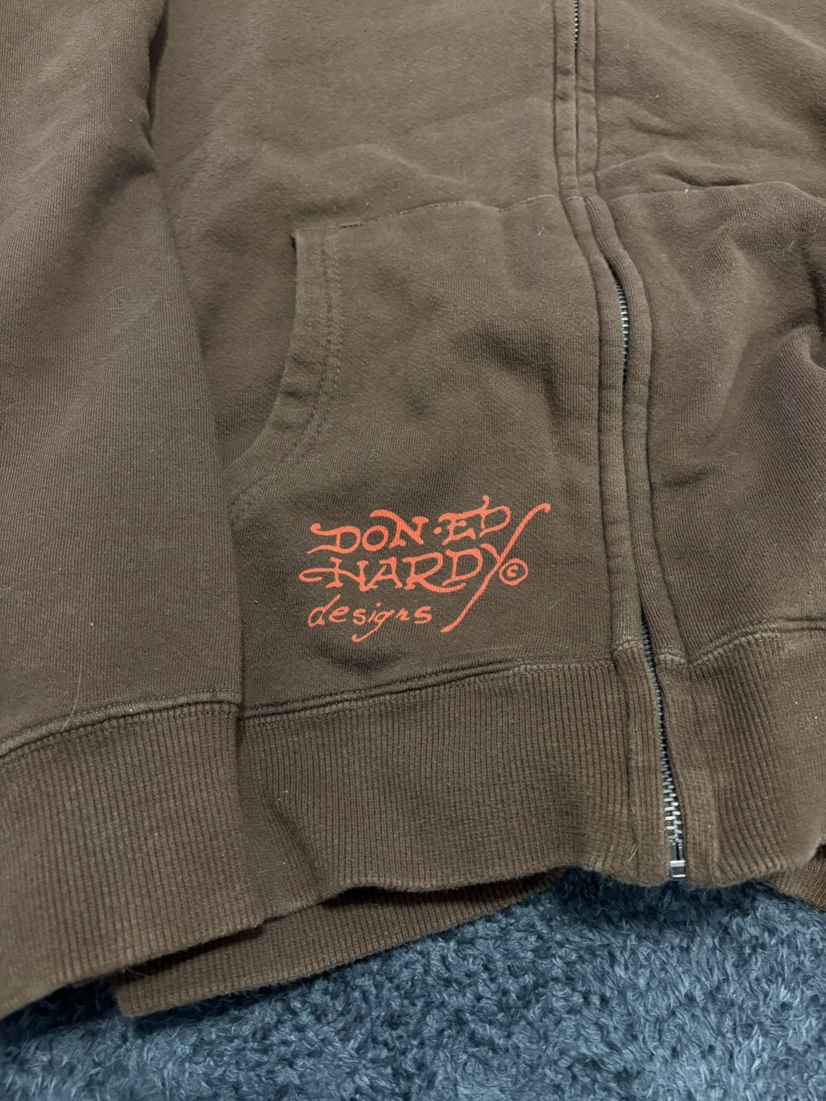 Ed Hardy Vintage Ed Hardy Y2K Big Logo Brown Hoodie Size US XL / EU 56 / 4 - 3 Thumbnail