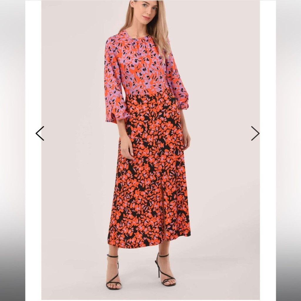Closet London Closet London PURPLE PRINTED PUFF SLEEVE MIDI DRESS Size S / US 4 / IT 40 - 3 Thumbnail