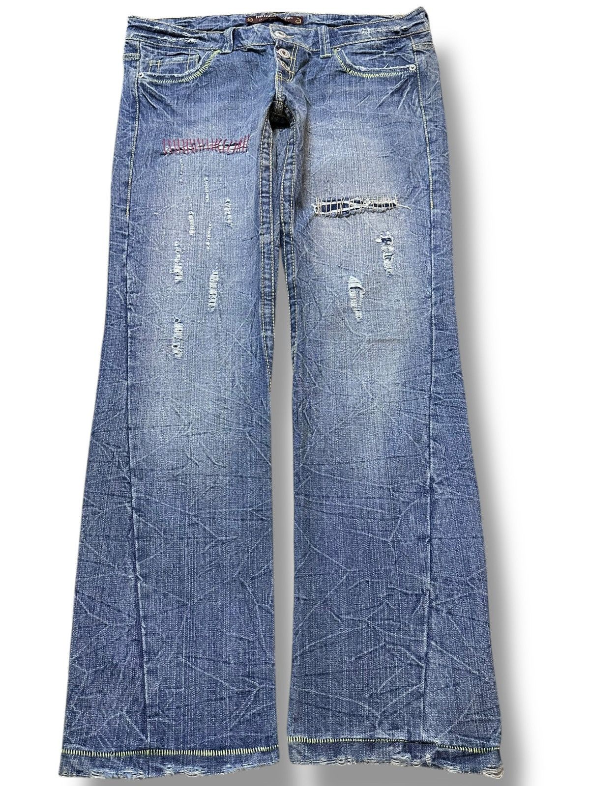 Japanese Brand Vintage Heritage Stone Baggy Wide Leg Grunge Distress Denim Size US 37 - 1 Thumbnail