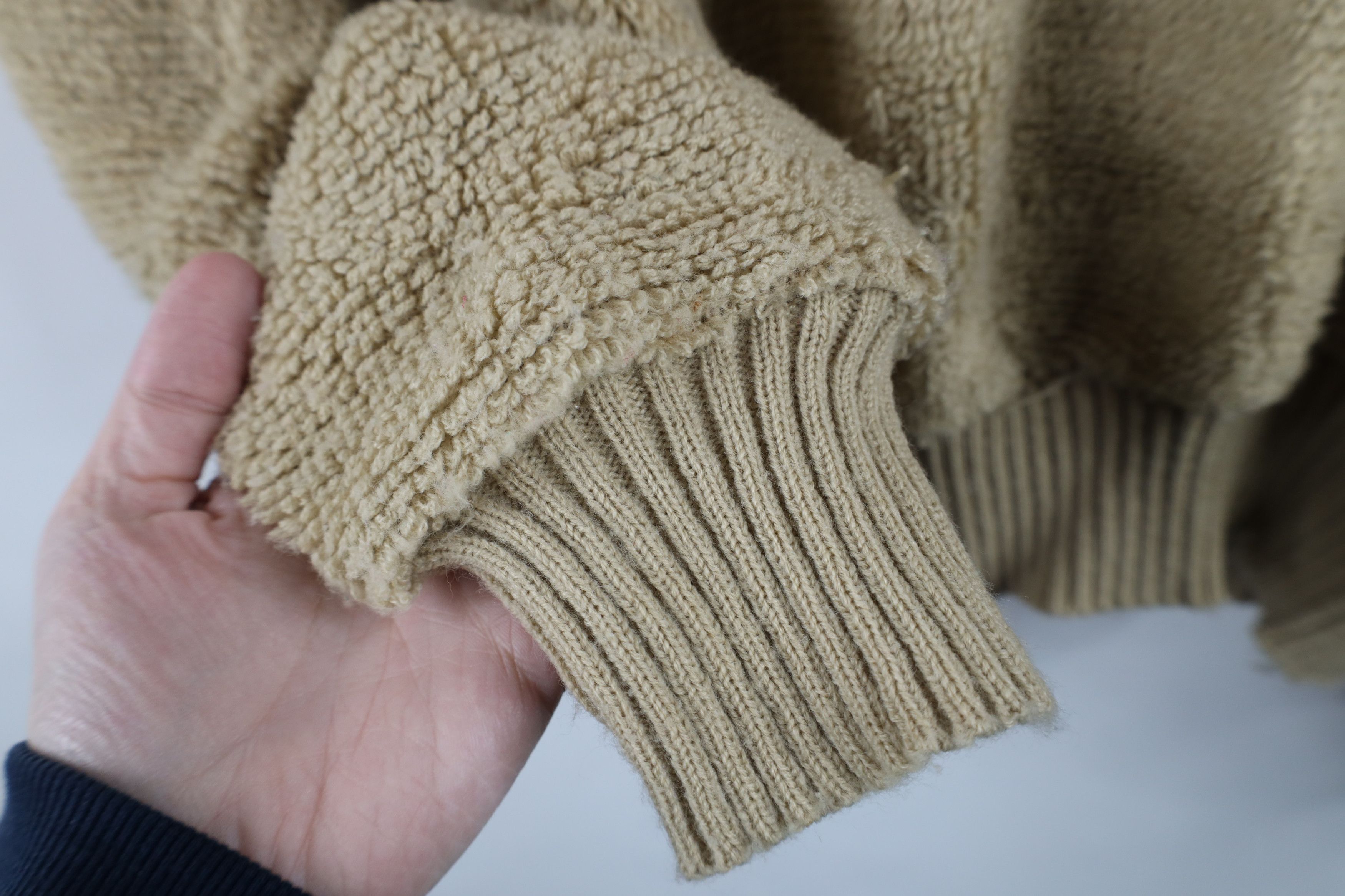 Vintage Vintage 70s Streetwear Terry Cloth Collared Sweater Beige Size US L / EU 52-54 / 3 - 8 Thumbnail