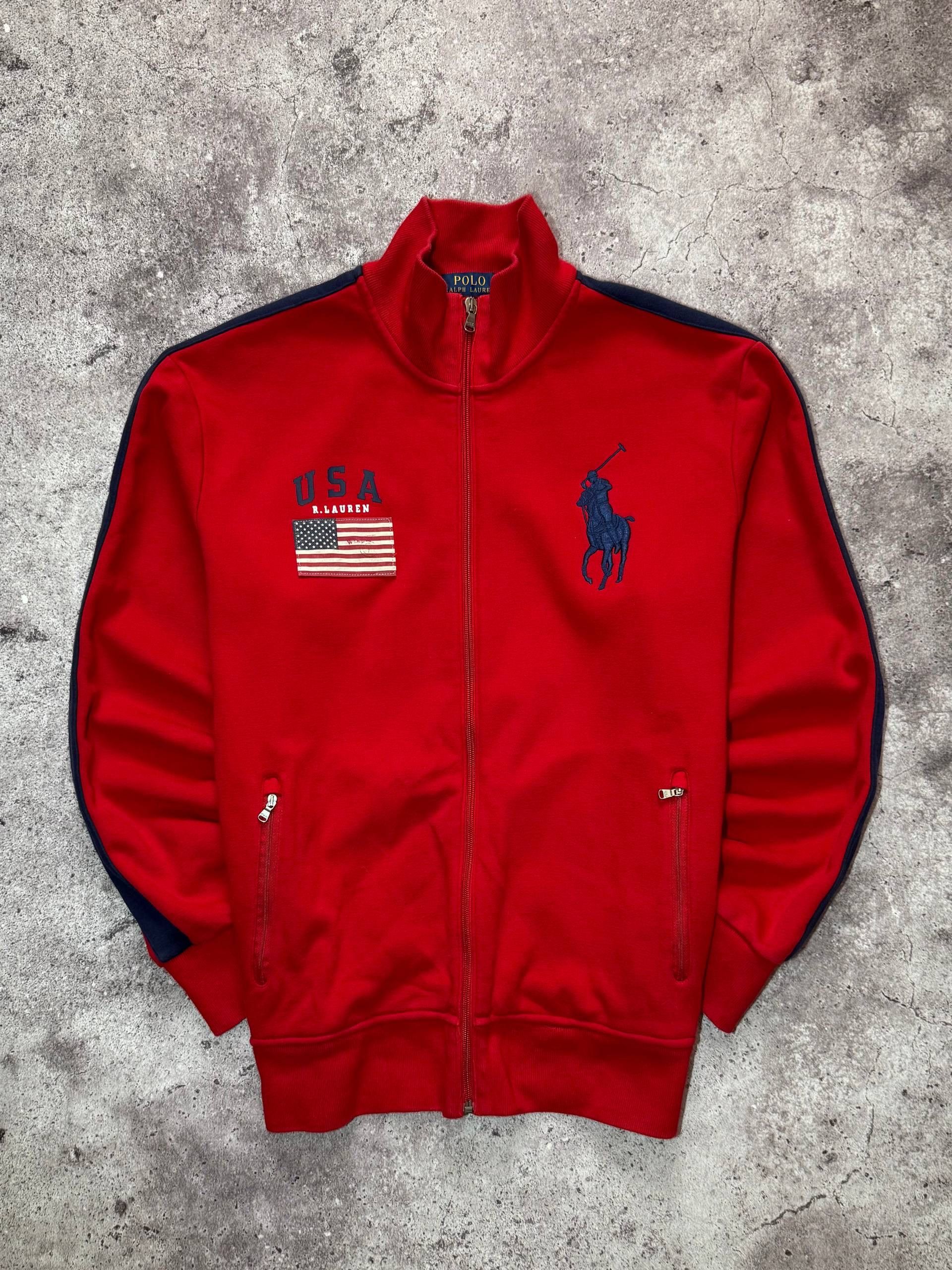 Polo Ralph Lauren Polo Ralph Lauren Vintage Red Zipped Sweatshirt USA Flag Size US L / EU 52-54 / 3 - 1 Thumbnail