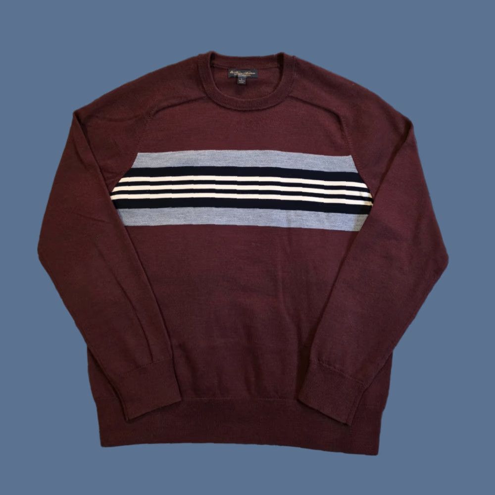 Brooks Brothers BROOKS BROTHERS Sweater Mens L Burgundy Wool Pullover Crew Neck Knit All Seasons Regular Washable Knit-Style Classic Preppy Men’s Pullover Size US L / EU 52-54 / 3 - 1 Thumbnail