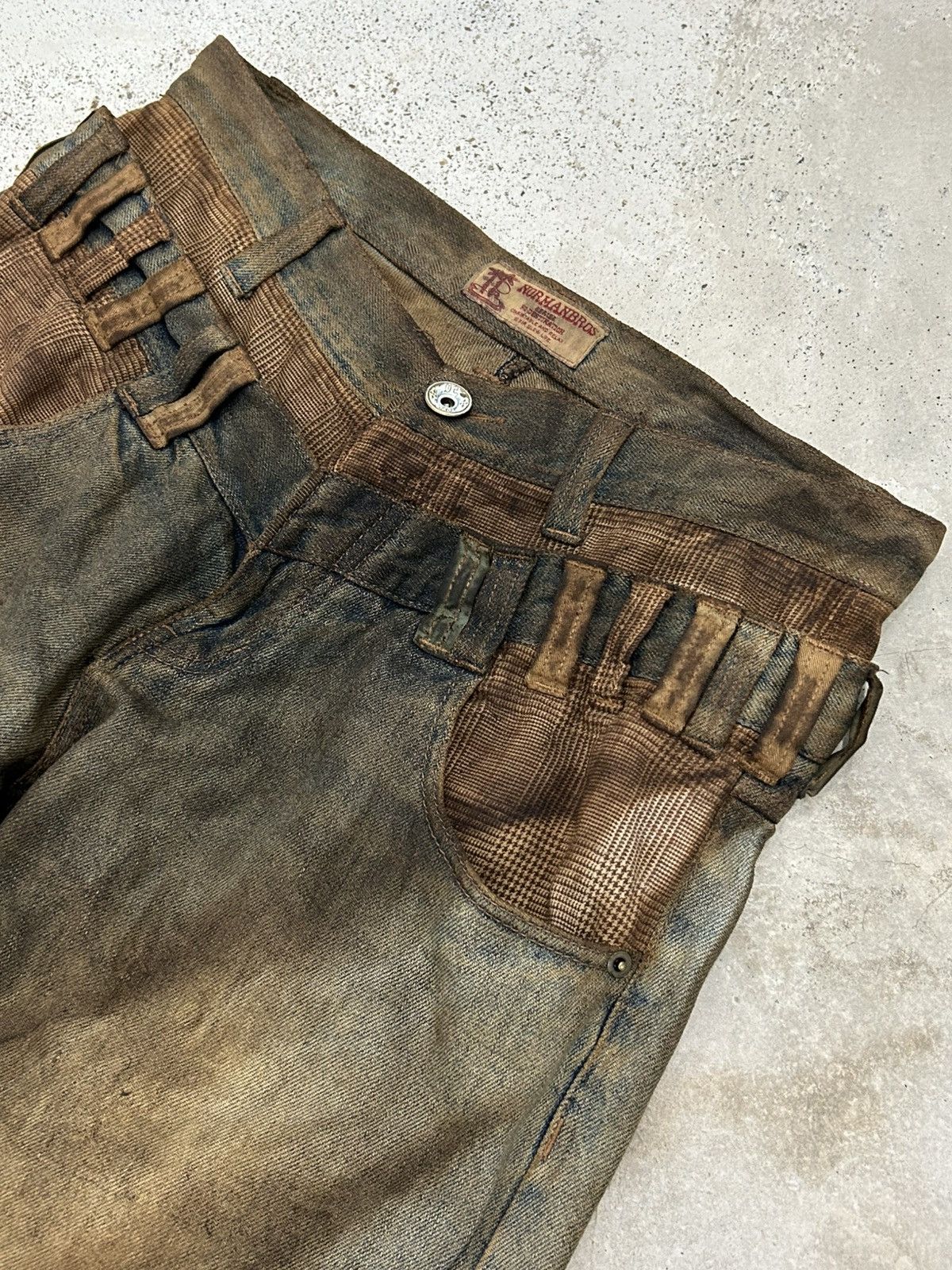 GOSTAR DE FUGA Vintage Normanbros Japan Double Waist Mud Washed Dirty Size US 31 - 10 Thumbnail
