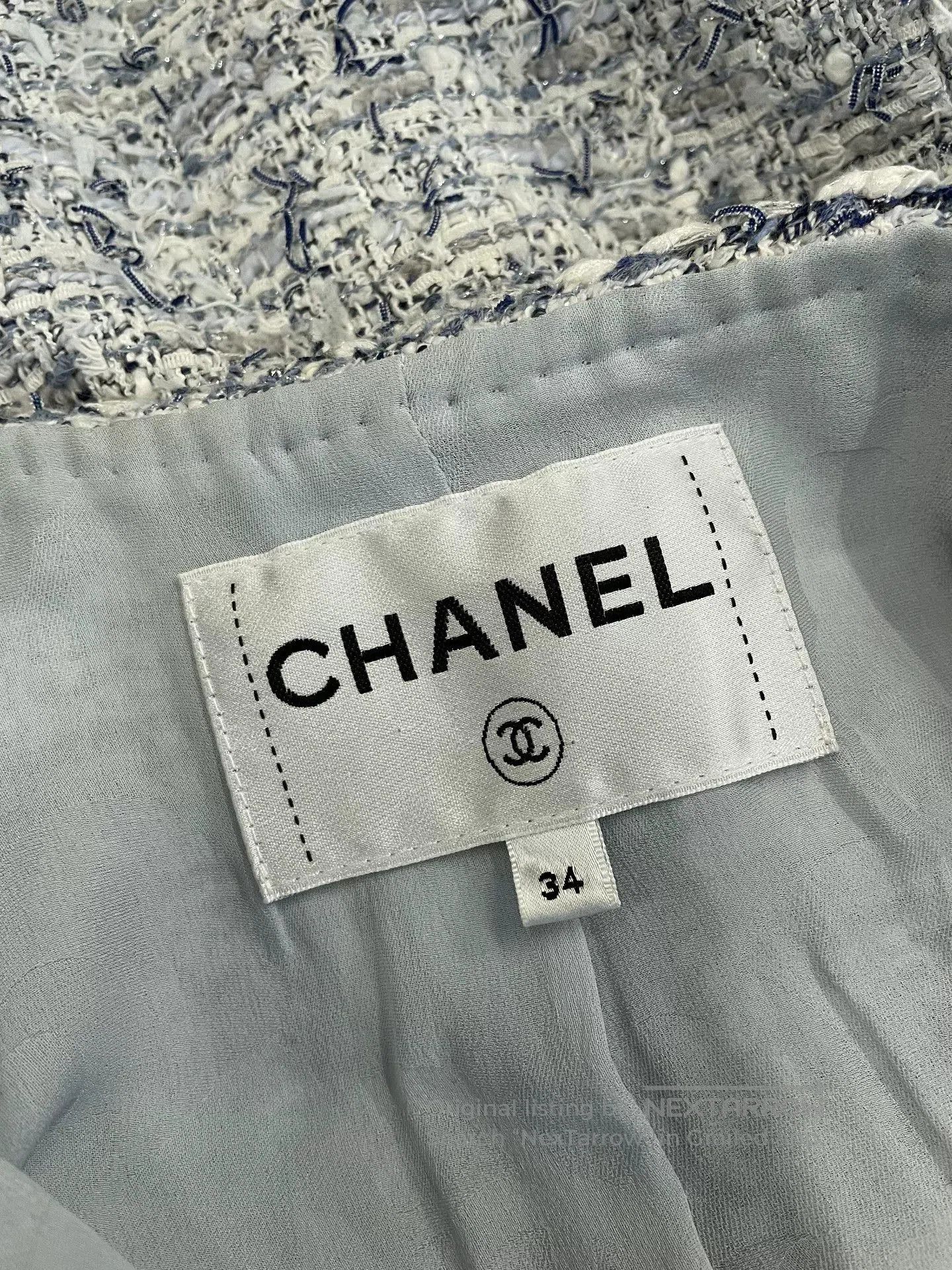 Chanel Chanel Cruise Blue Tweed Long Coat. Size US XS / EU 42 / 0 - 5 Thumbnail